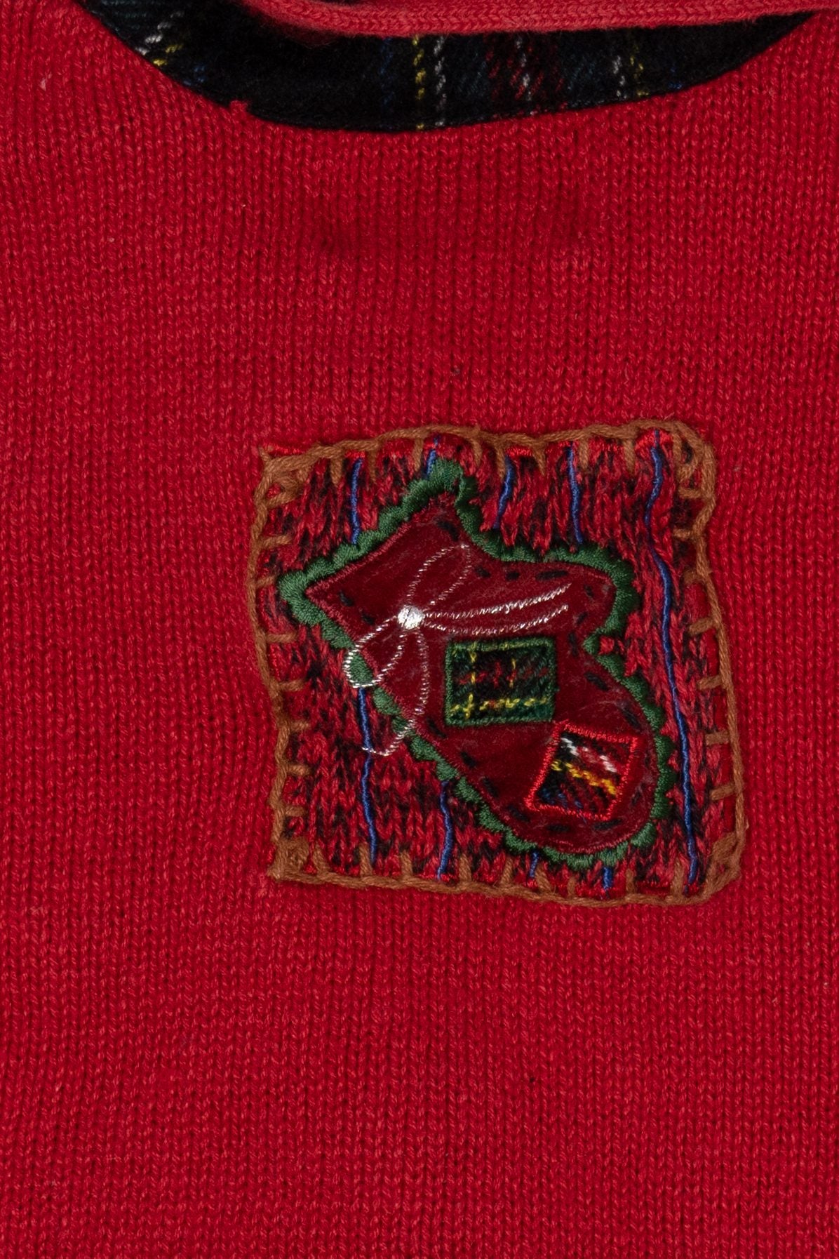 Vintage Red White Stag Patchwork Ugly Christmas Vest (1990s)