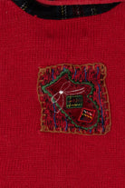 Vintage Red White Stag Patchwork Ugly Christmas Vest (1990s)