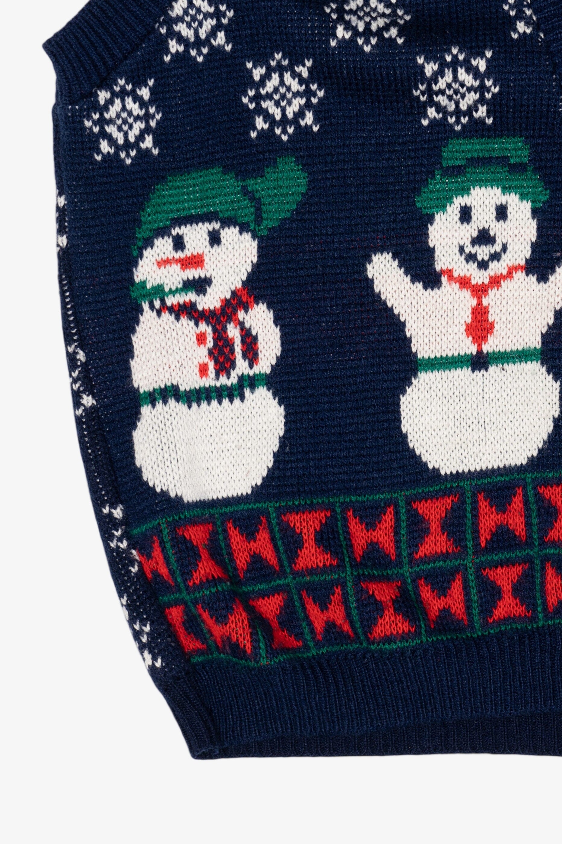 Vintage Navy Blue Cabin Creek Snowmen Ugly Christmas Vest (1990s)