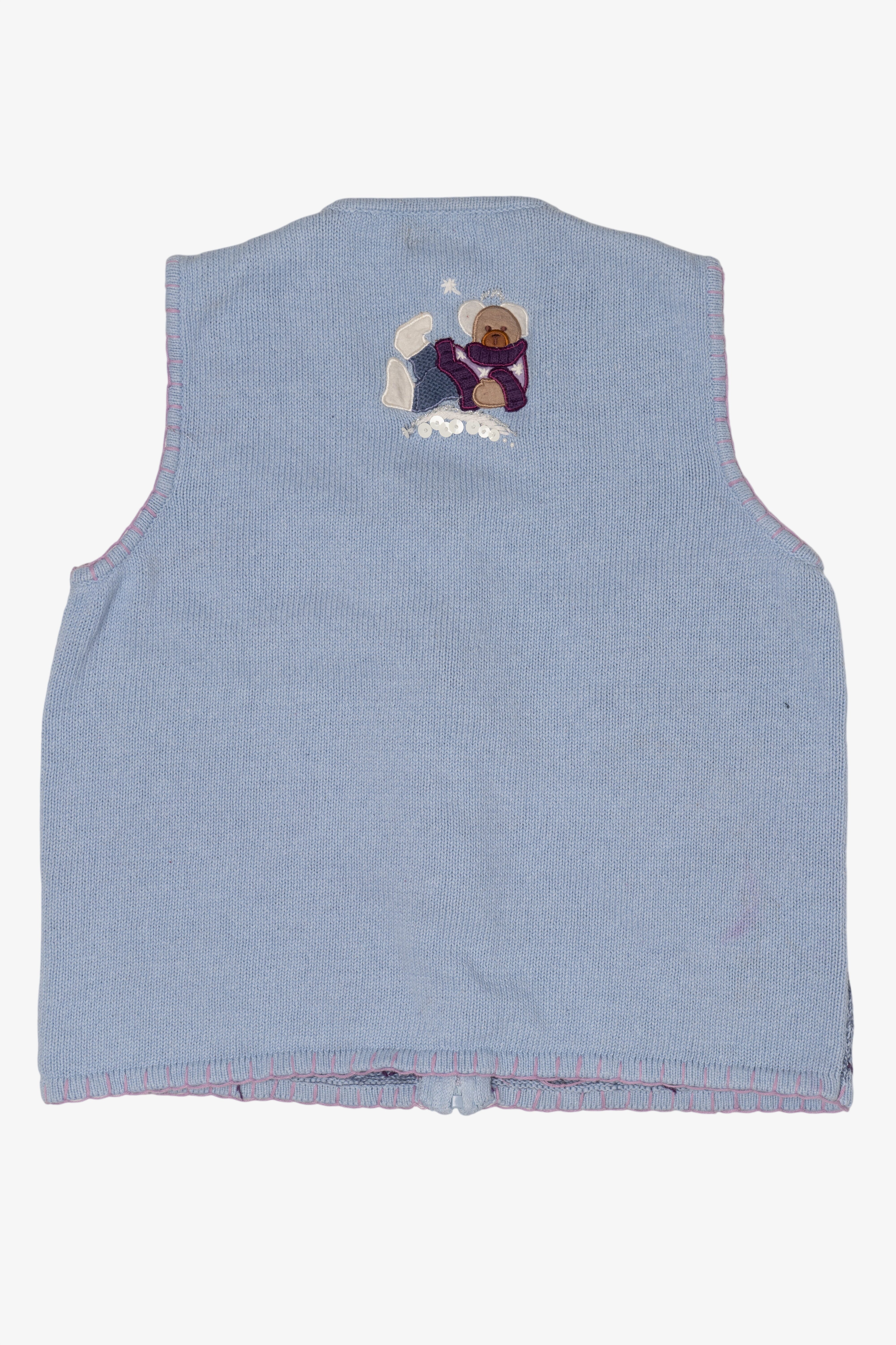 Vintage Light Blue White Stag Bears Ugly Christmas Vest (1990s)