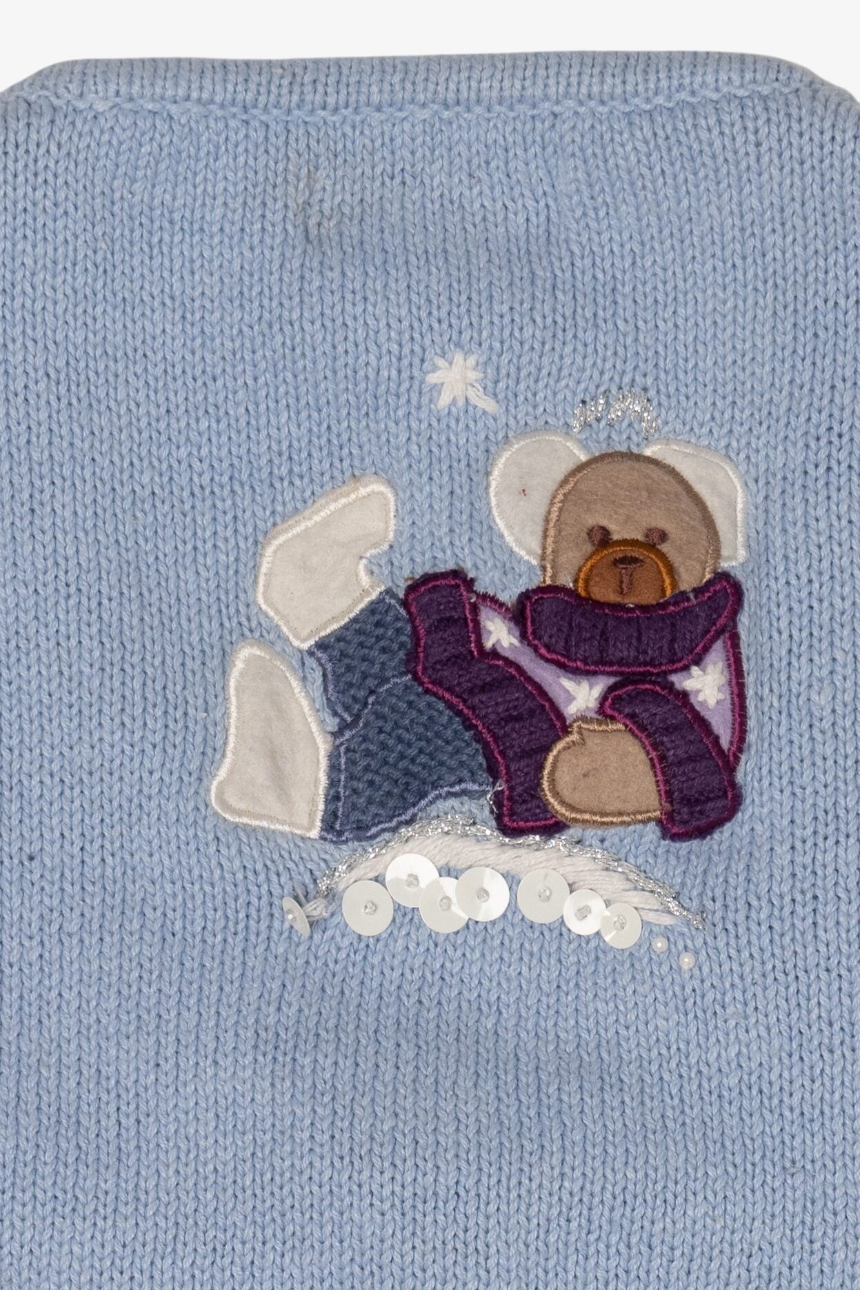 Vintage Light Blue White Stag Bears Ugly Christmas Vest (1990s)