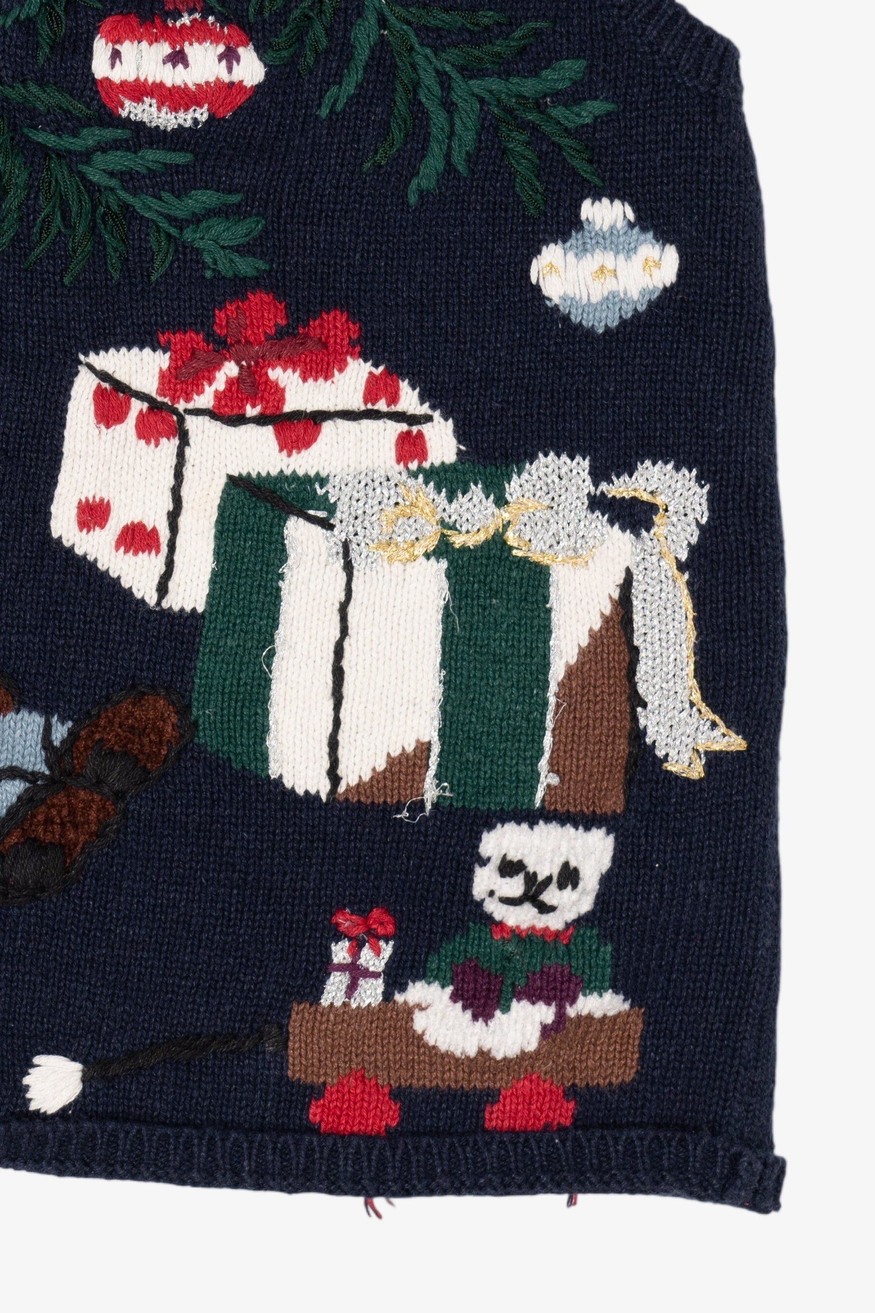 Vintage Navy Blue Capacity Presents Ugly Christmas Vest (1990s)