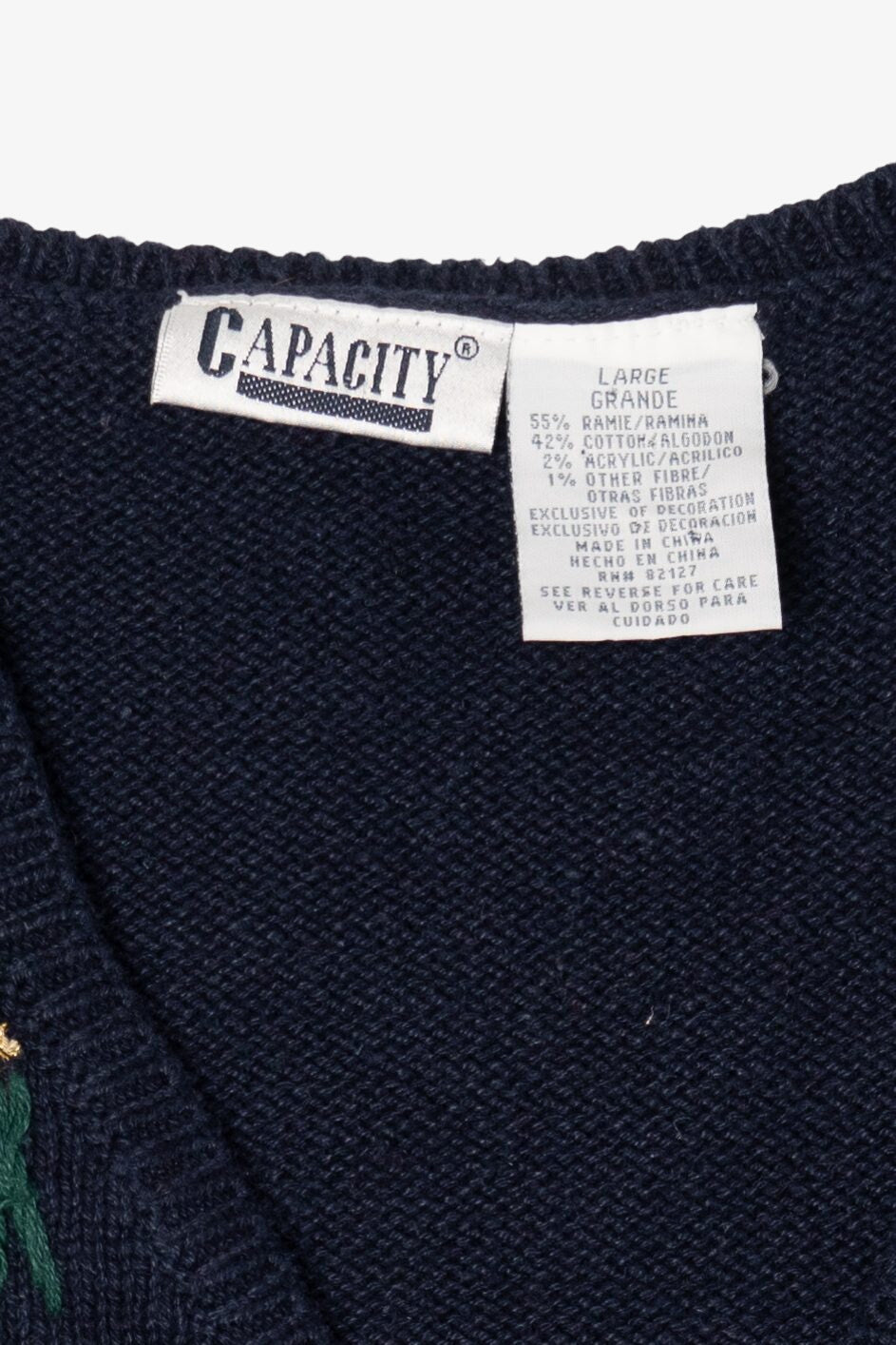 Vintage Navy Blue Capacity Presents Ugly Christmas Vest (1990s)