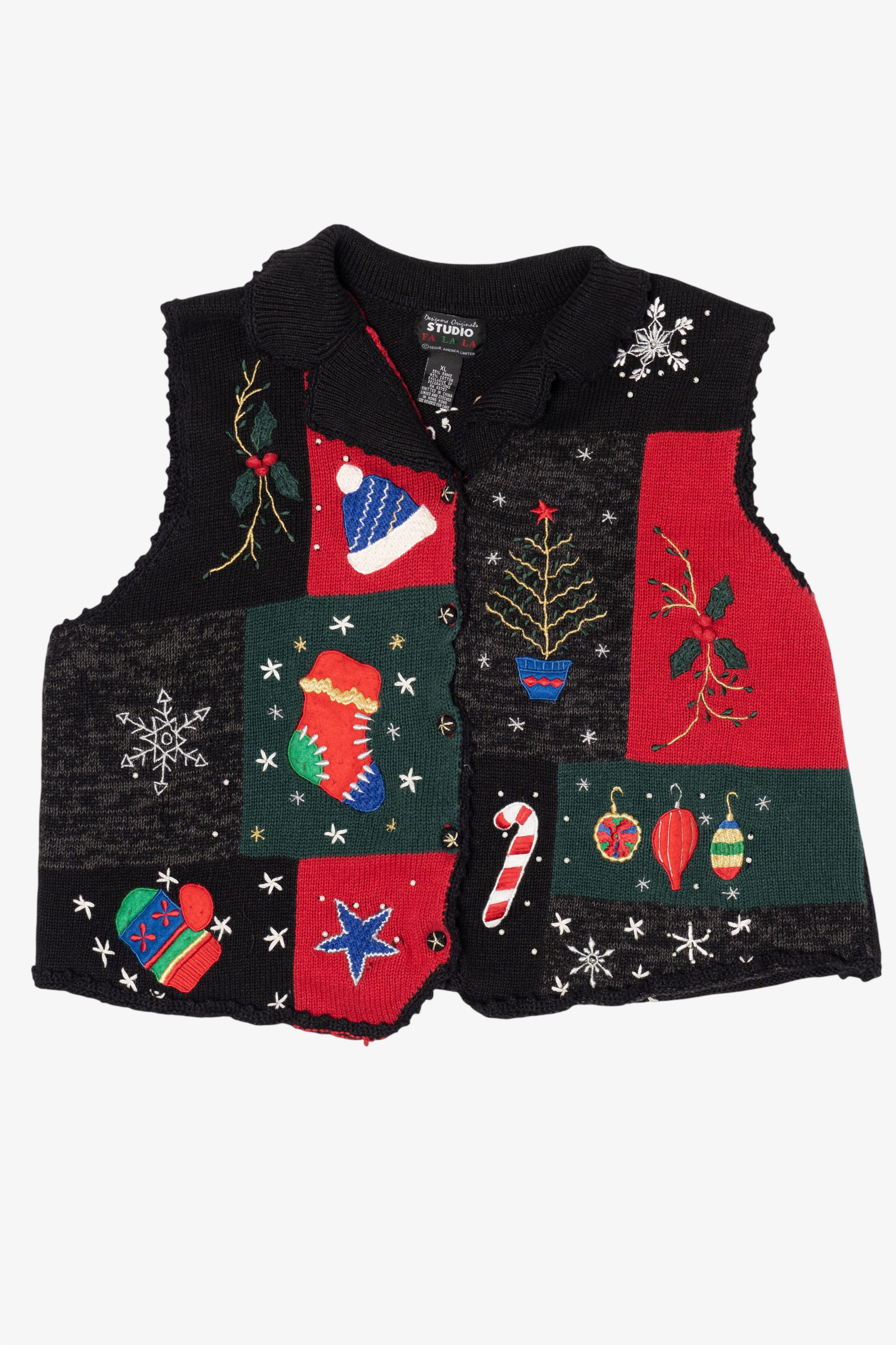 Vintage Black Designers Originals Studio Ugly Christmas Vest (1990s)