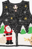 Vintage Dark Gray Holiday Time Reindeer Ugly Christmas Vest (1990s)