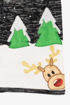 Vintage Dark Gray Holiday Time Reindeer Ugly Christmas Vest (1990s)