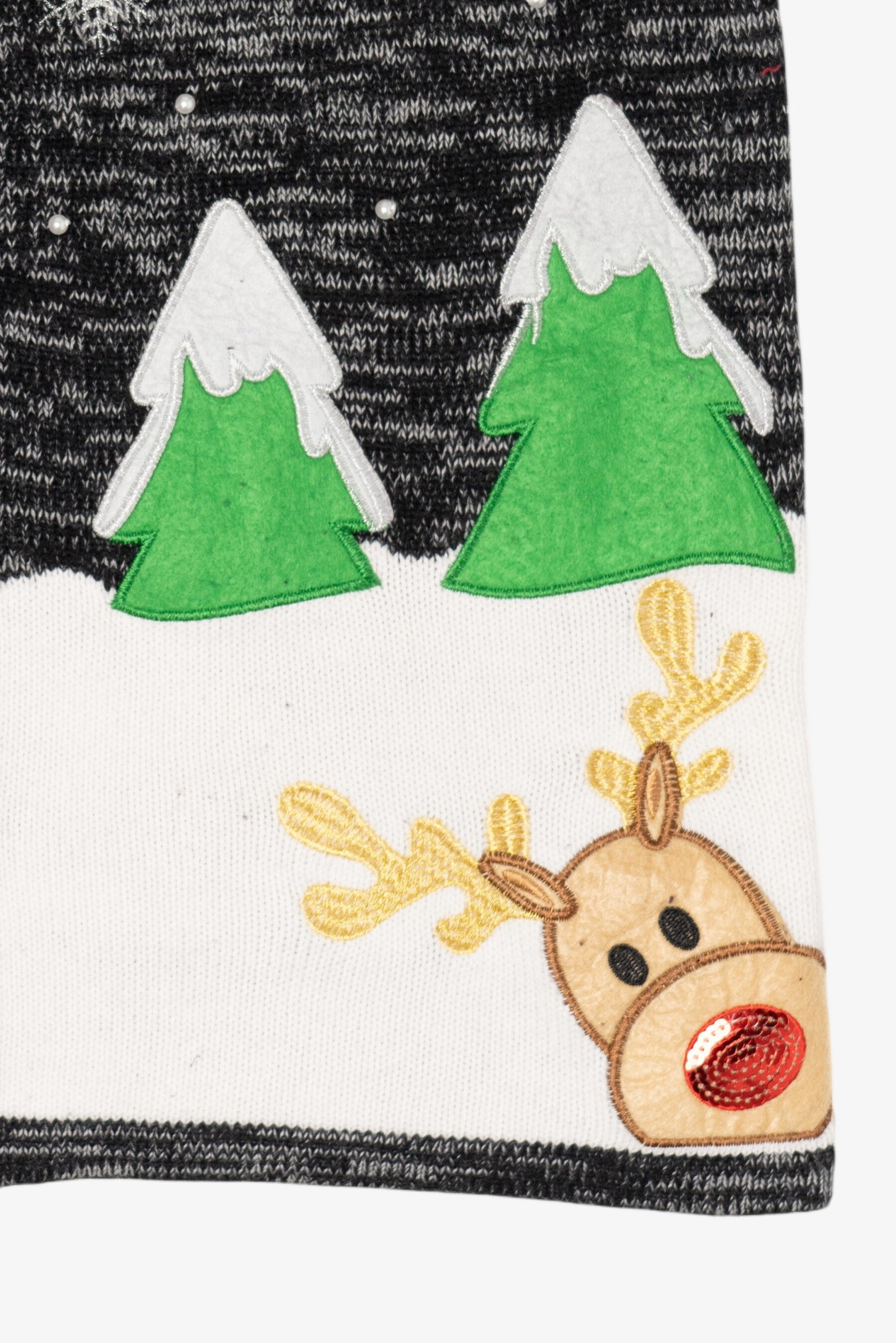 Vintage Dark Gray Holiday Time Reindeer Ugly Christmas Vest (1990s)