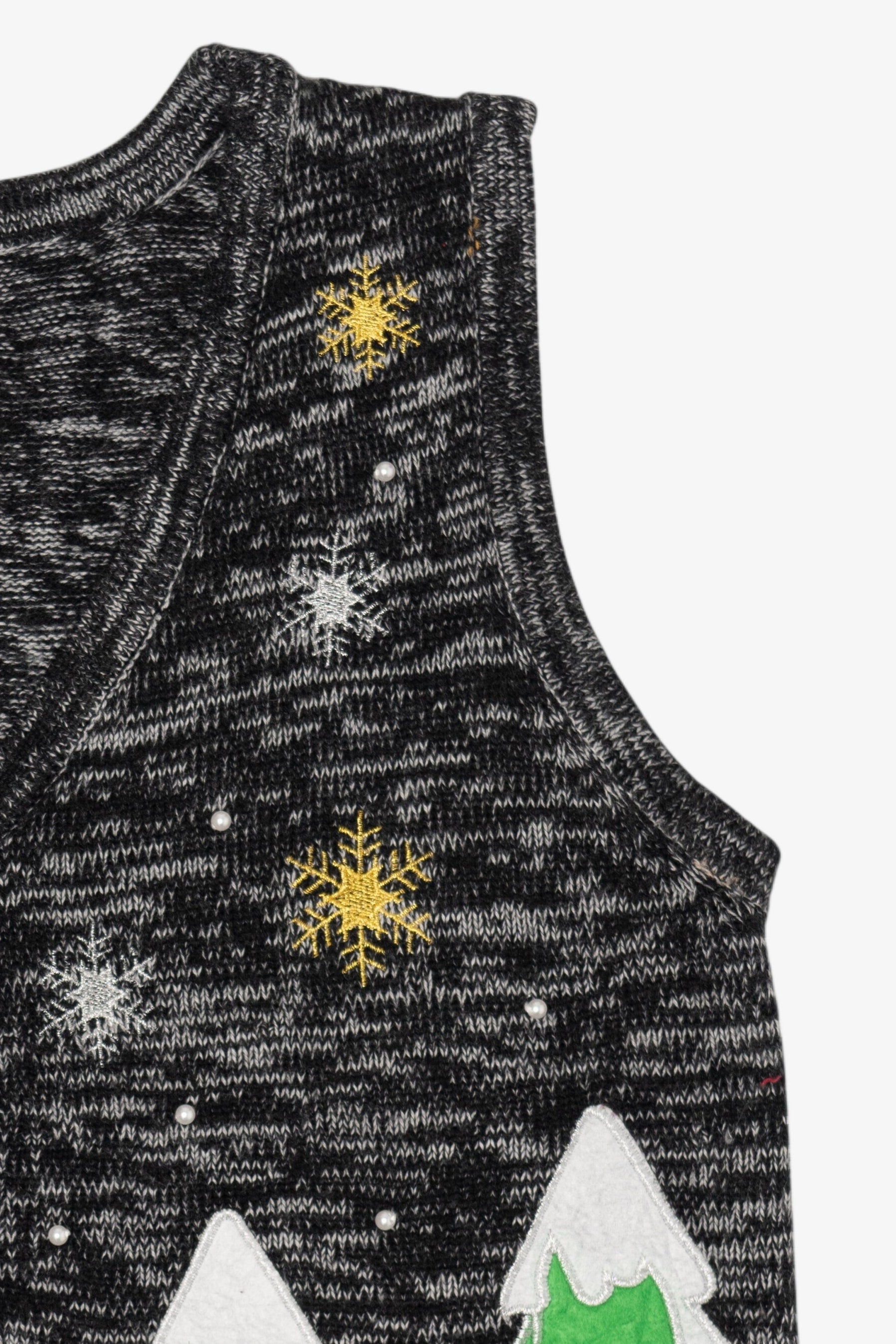 Vintage Dark Gray Holiday Time Reindeer Ugly Christmas Vest (1990s)
