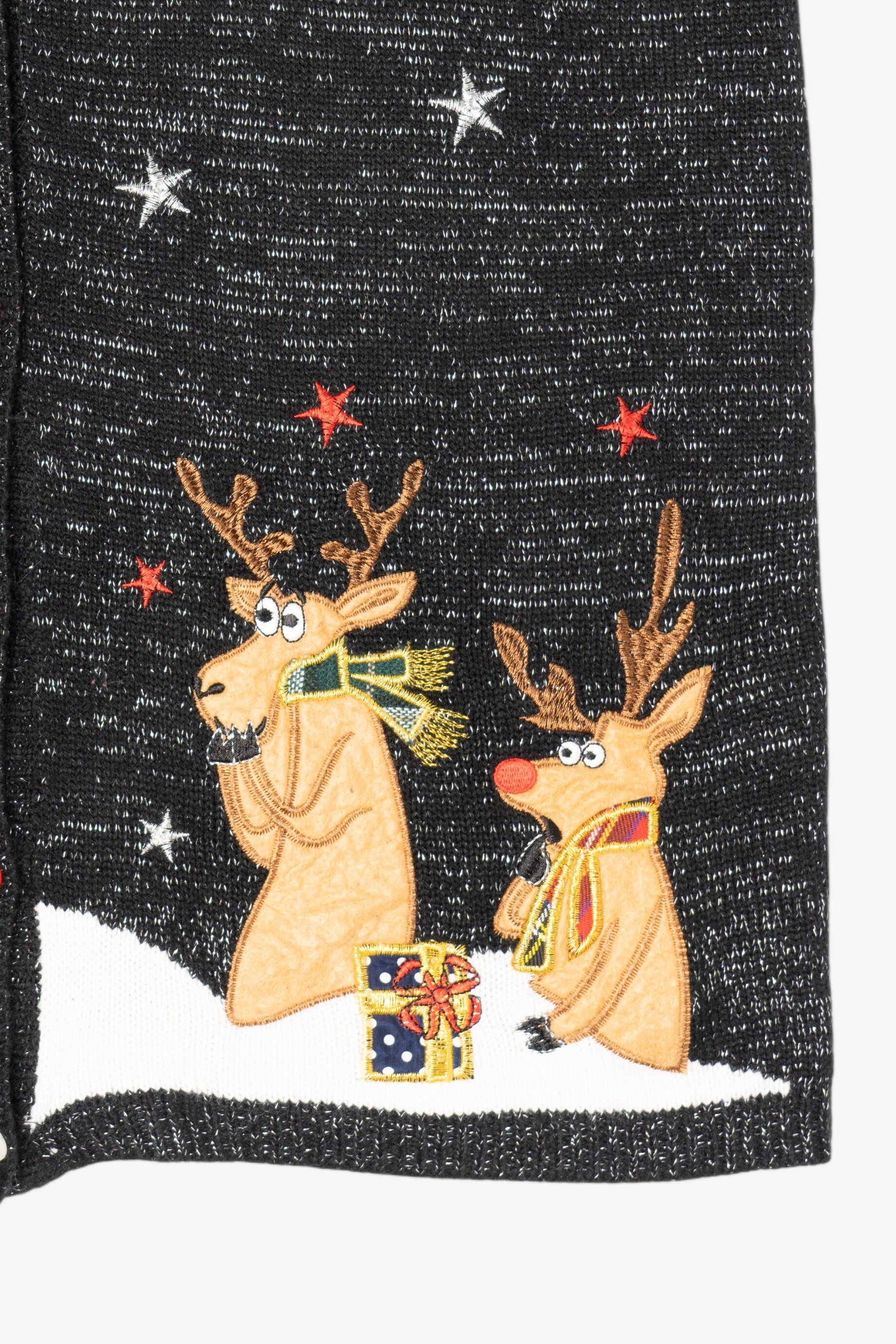 Vintage Holiday Time Santa In Chimney Ugly Christmas Sweater (1990s)