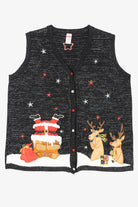 Vintage Holiday Time Santa In Chimney Ugly Christmas Sweater (1990s)