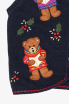 Vintage Navy Blue White Stag Choir Bears Ugly Christmas Vest (1990s)