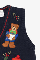 Vintage Navy Blue White Stag Choir Bears Ugly Christmas Vest (1990s)