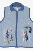 Vintage Light Blue Winter Woods Blair Ugly Christmas Vest (1990s)