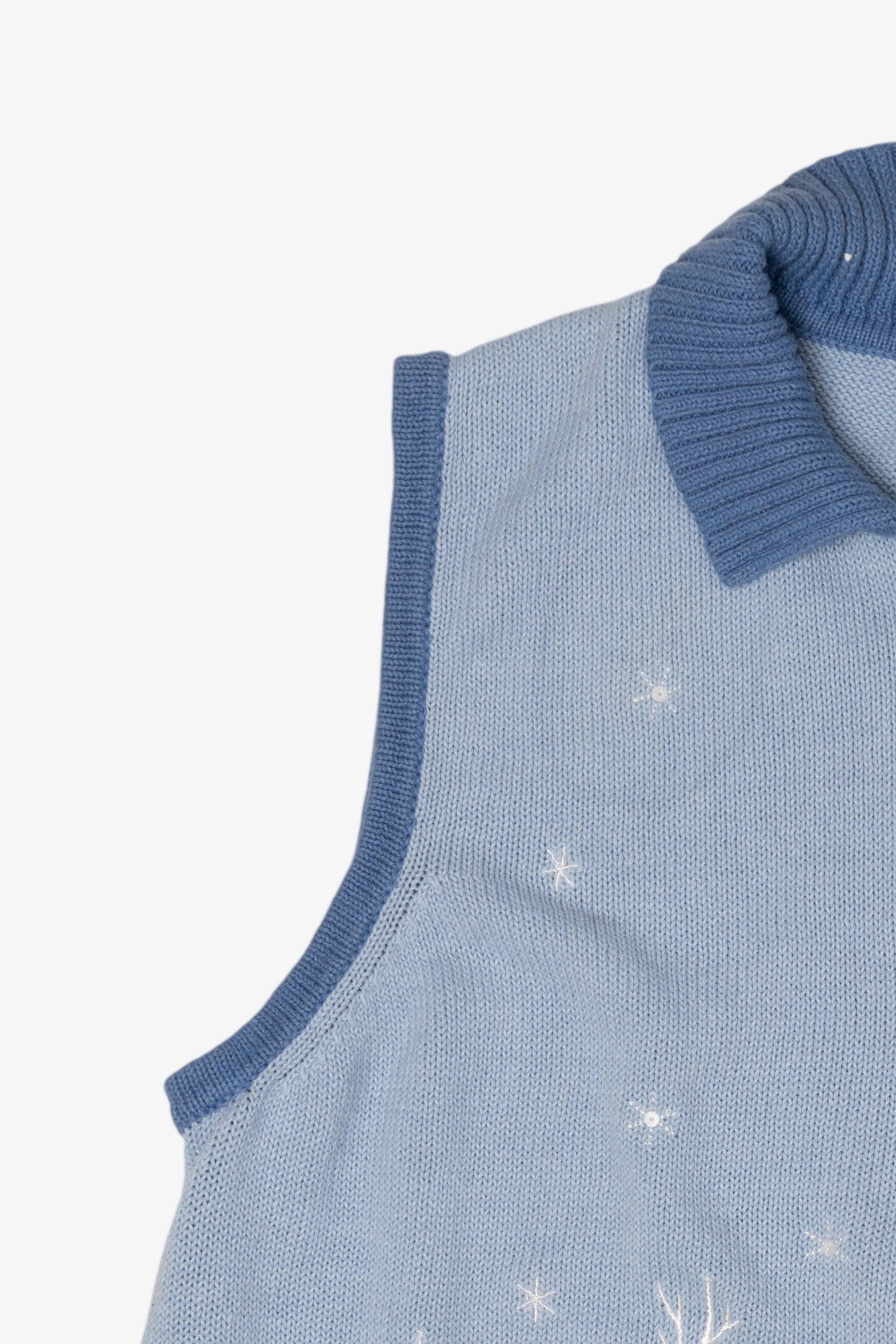 Vintage Light Blue Winter Woods Blair Ugly Christmas Vest (1990s)