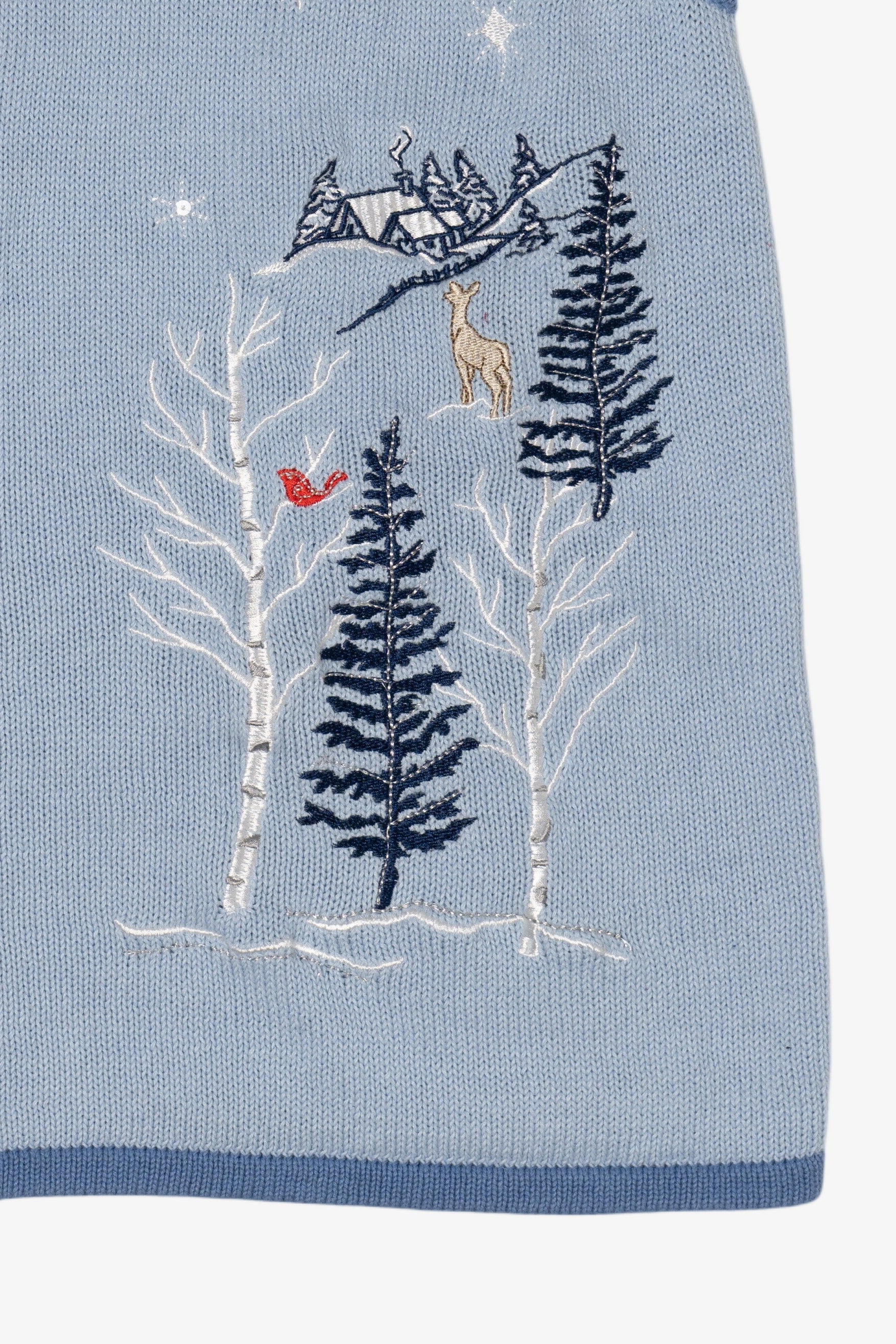 Vintage Light Blue Winter Woods Blair Ugly Christmas Vest (1990s)