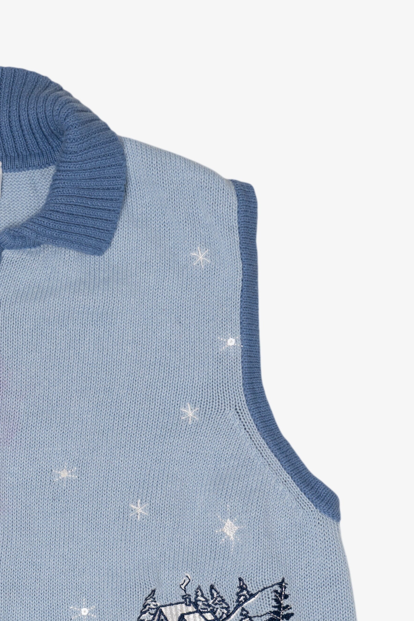 Vintage Light Blue Winter Woods Blair Ugly Christmas Vest (1990s)