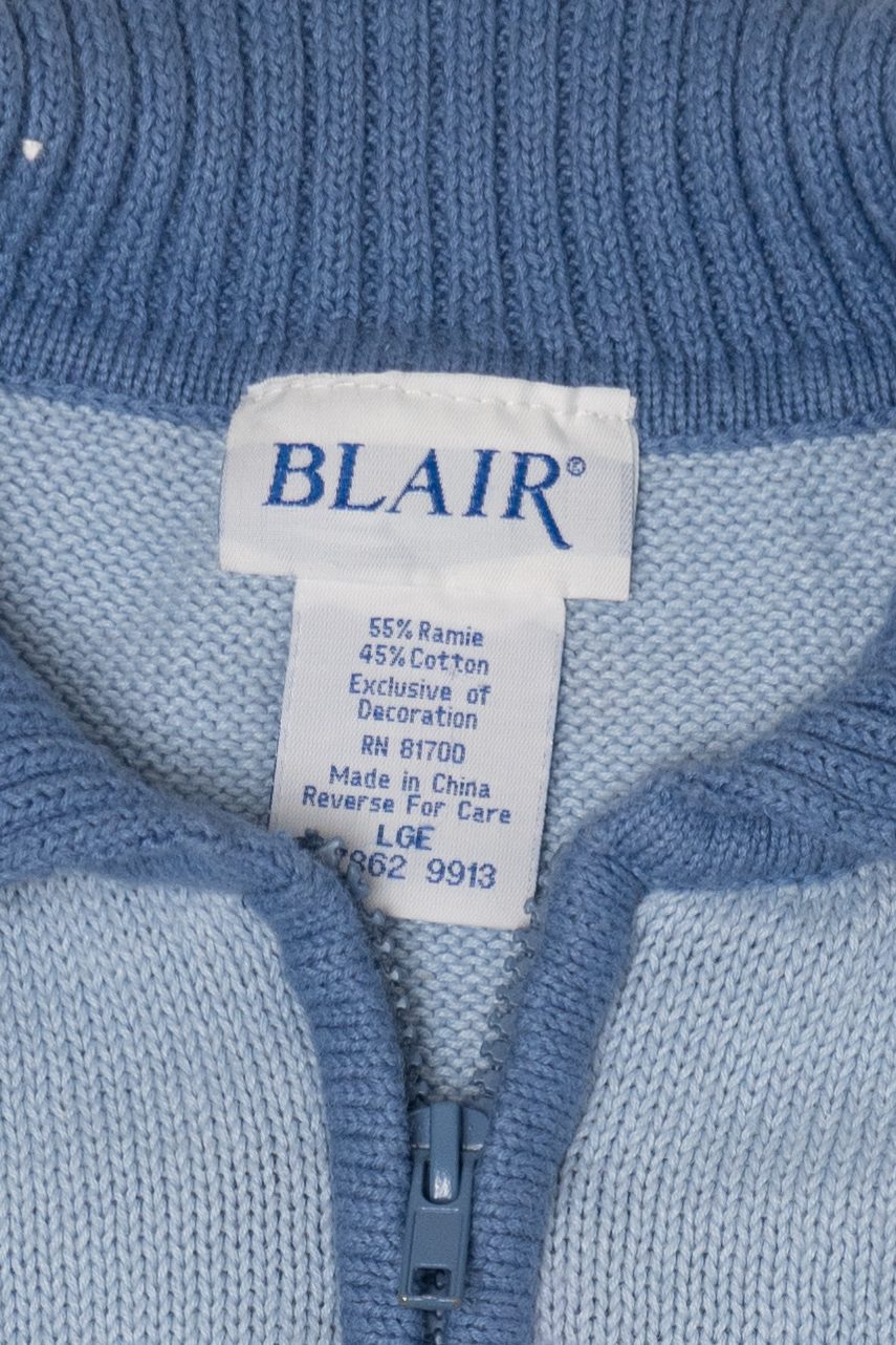 Vintage Light Blue Winter Woods Blair Ugly Christmas Vest (1990s)