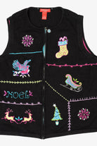 Vintage Black Merry & Bright Ugly Christmas Vest (1990s)
