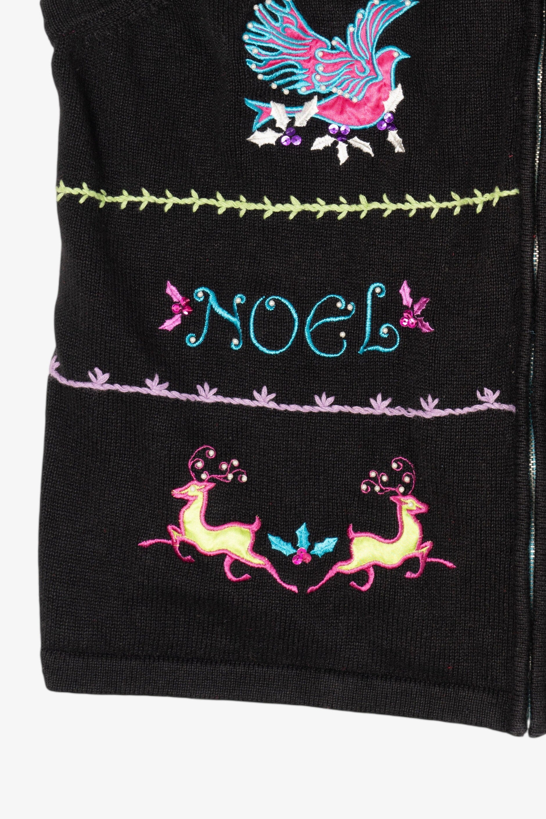 Vintage Black Merry & Bright Ugly Christmas Vest (1990s)