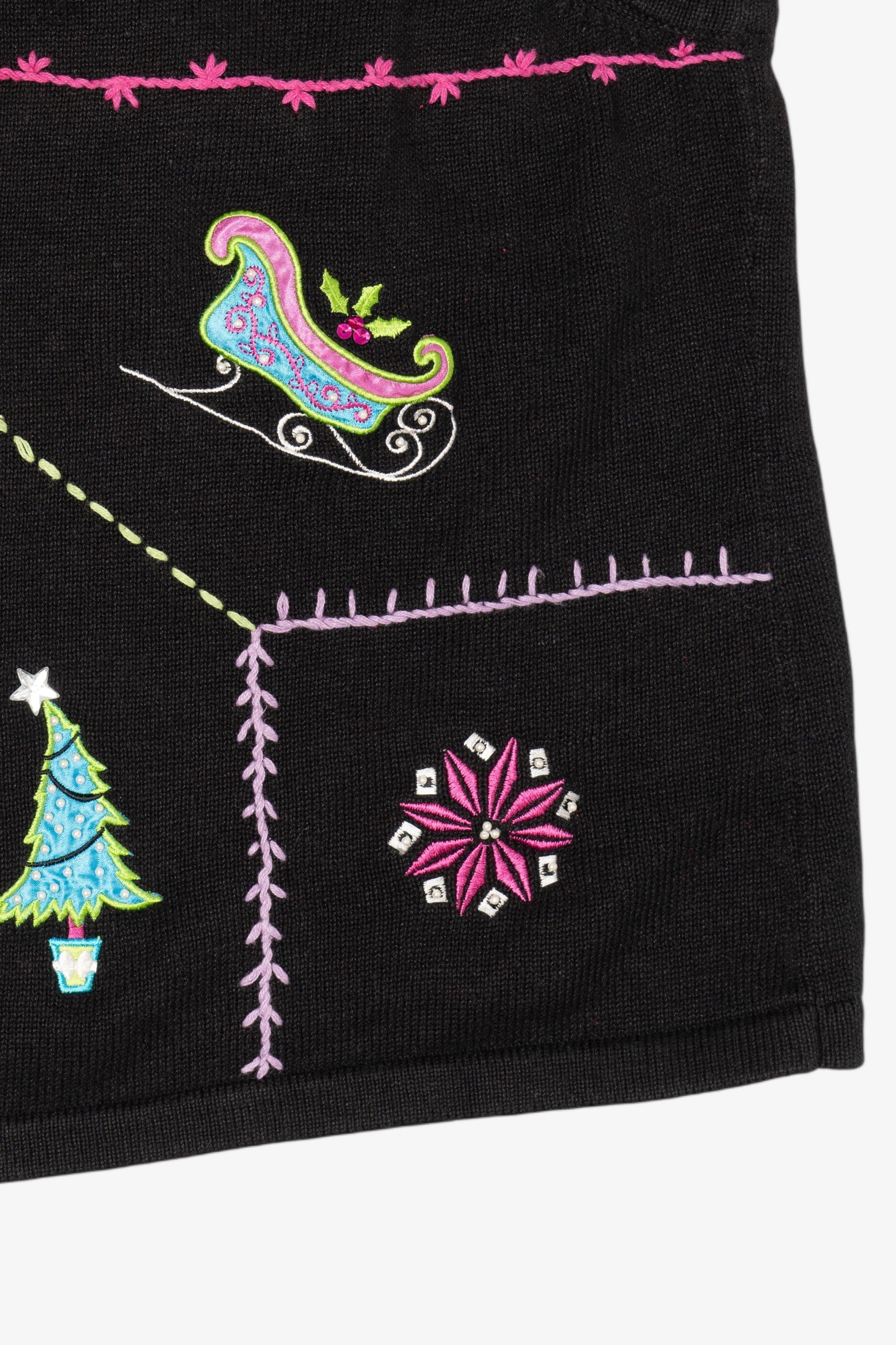 Vintage Black Merry & Bright Ugly Christmas Vest (1990s)
