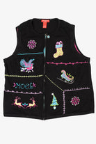 Vintage Black Merry & Bright Ugly Christmas Vest (1990s)