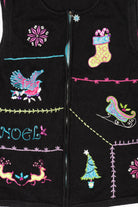Vintage Black Merry & Bright Ugly Christmas Vest (1990s)