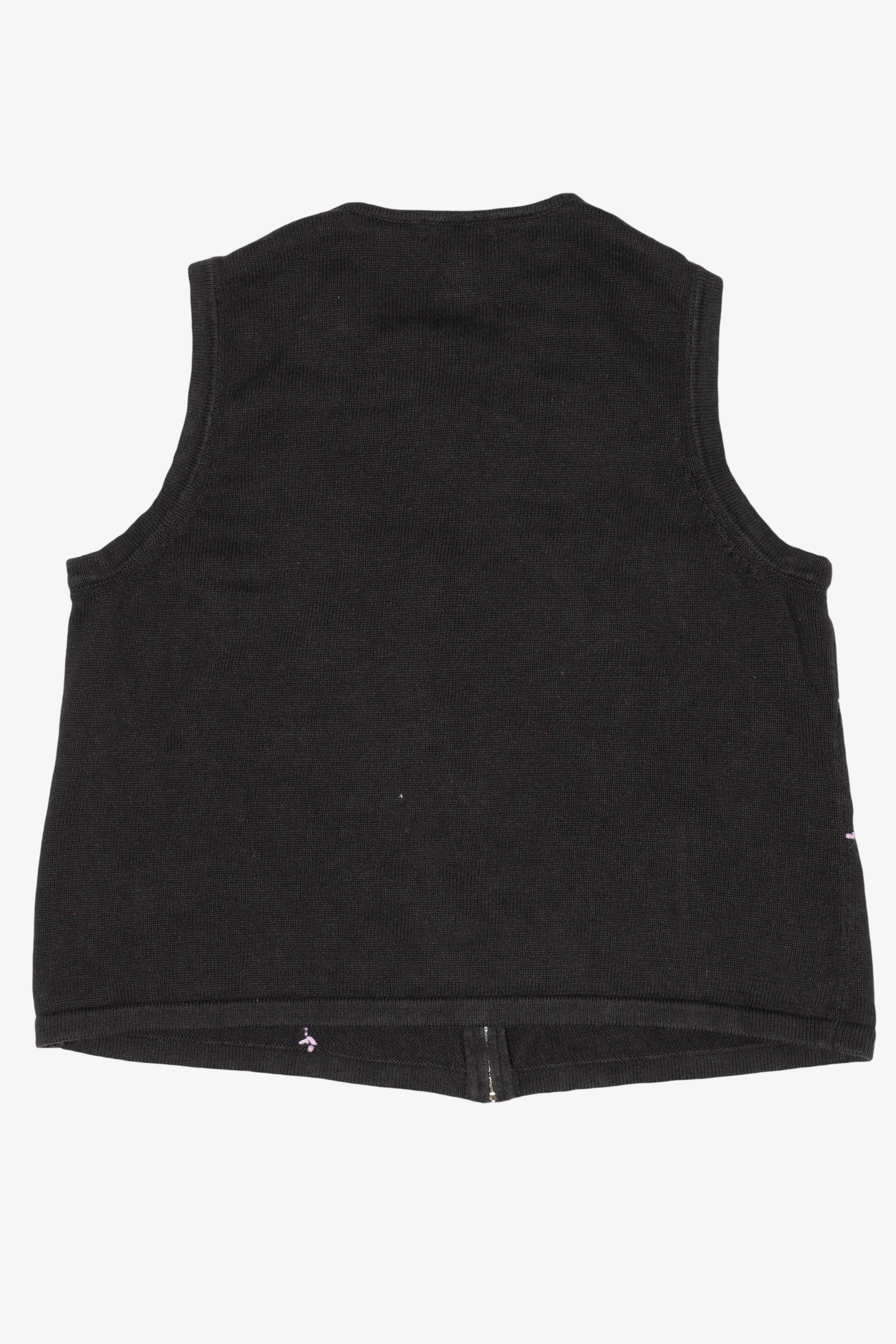 Vintage Black Merry & Bright Ugly Christmas Vest (1990s)