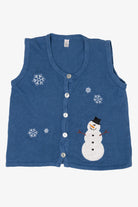 Vintage Blue Holiday Faire Snowman Ugly Christmas Vest (2000s)