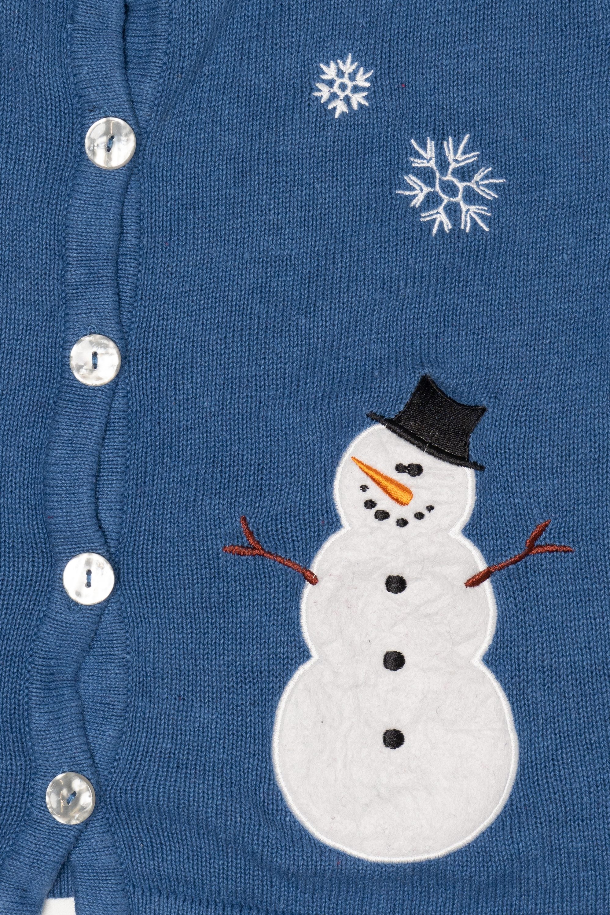 Vintage Blue Holiday Faire Snowman Ugly Christmas Vest (2000s)
