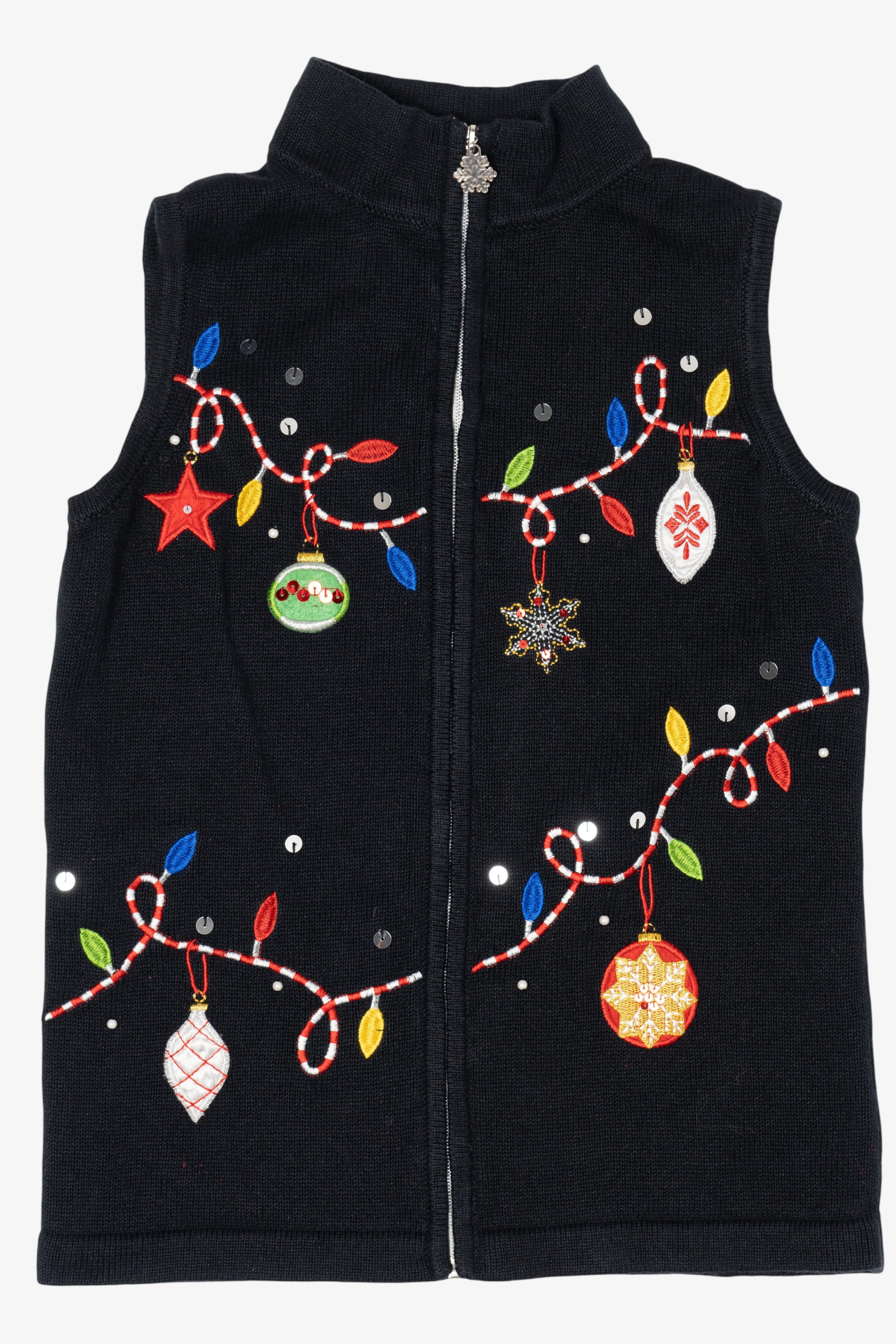 Vintage Black Nouveaux Ornaments Ugly Christmas Vest (1990s)