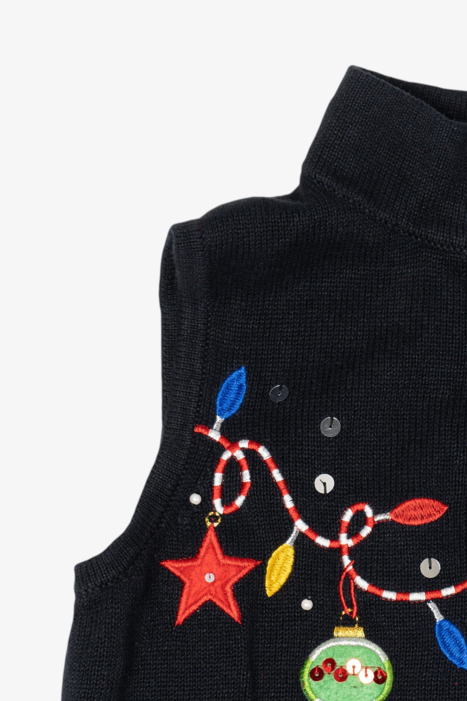 Vintage Black Nouveaux Ornaments Ugly Christmas Vest (1990s)