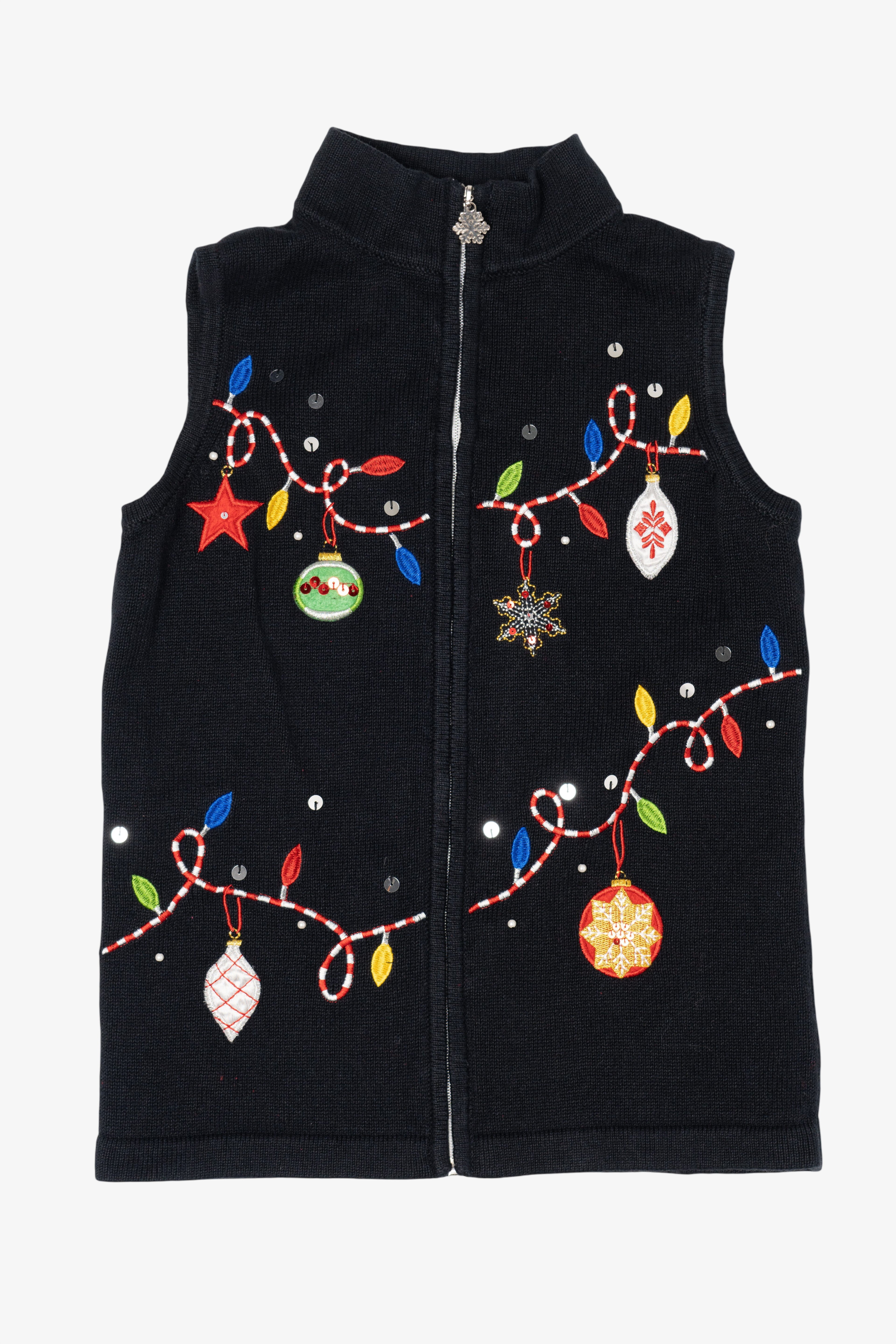 Vintage Black Nouveaux Ornaments Ugly Christmas Vest (1990s)