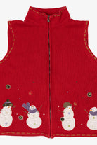 Vintage Red Christopher & Banks Snowmen Ugly Christmas Vest (1990s)