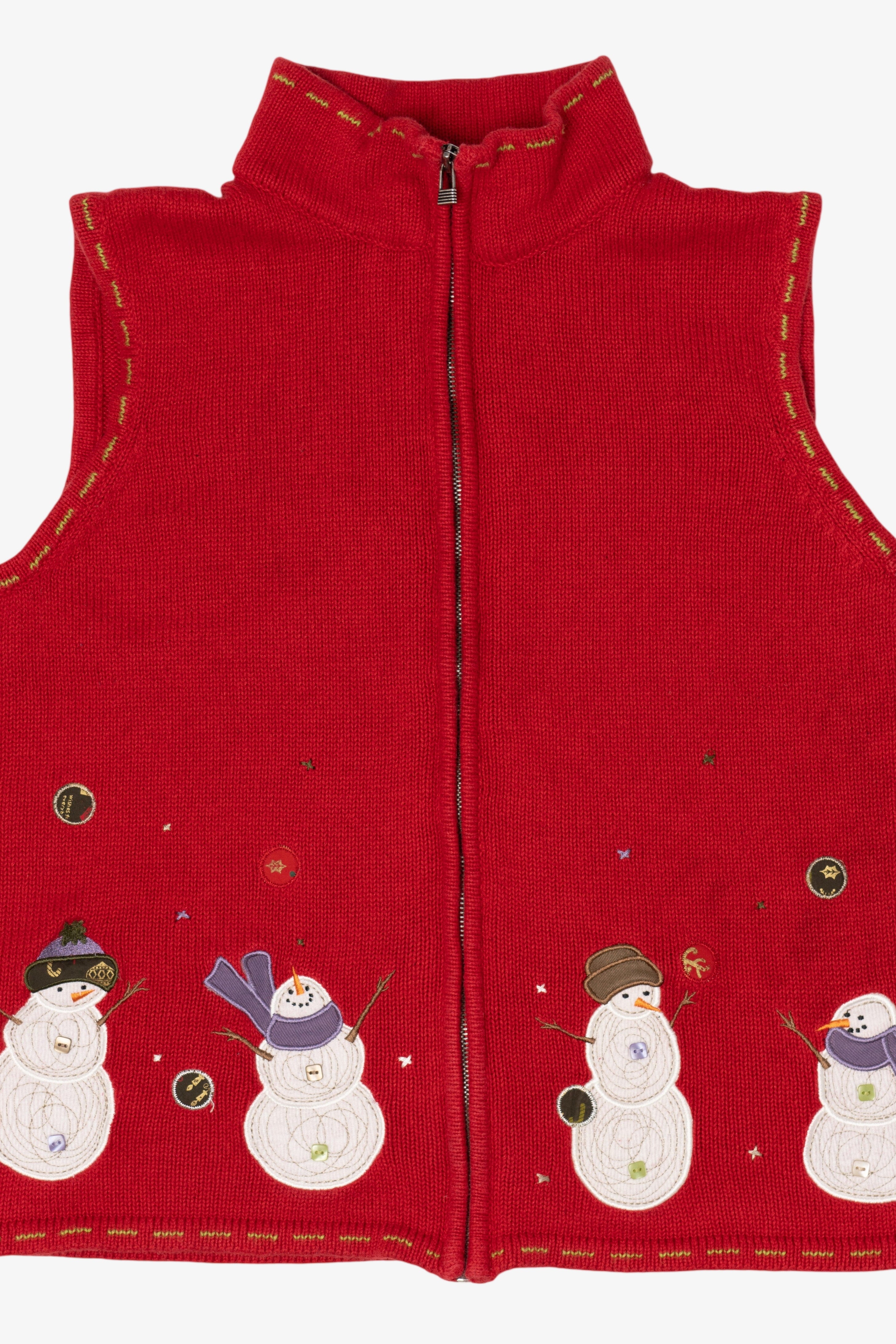 Vintage Red Christopher & Banks Snowmen Ugly Christmas Vest (1990s)