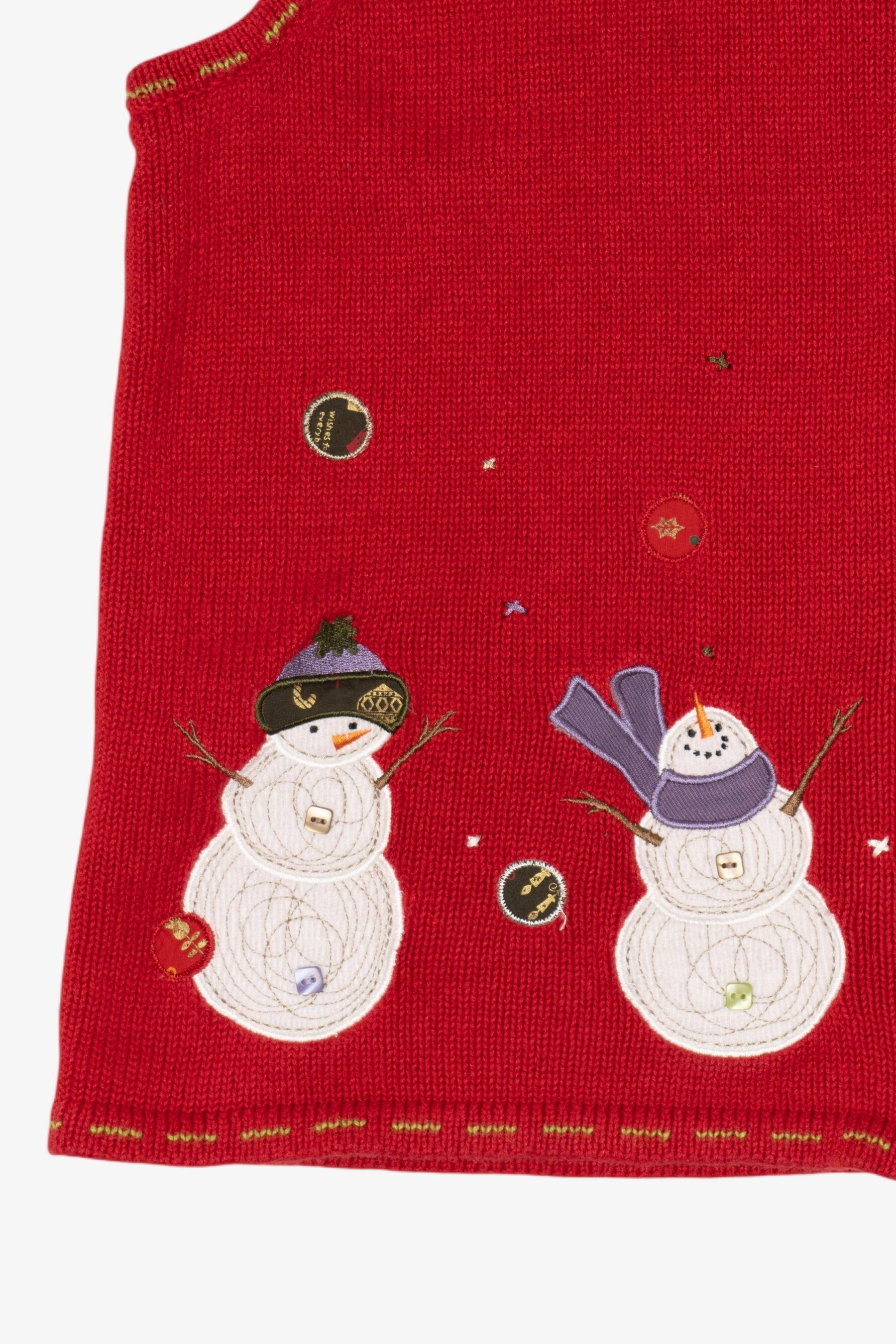 Vintage Red Christopher & Banks Snowmen Ugly Christmas Vest (1990s)