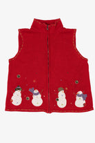 Vintage Red Christopher & Banks Snowmen Ugly Christmas Vest (1990s)