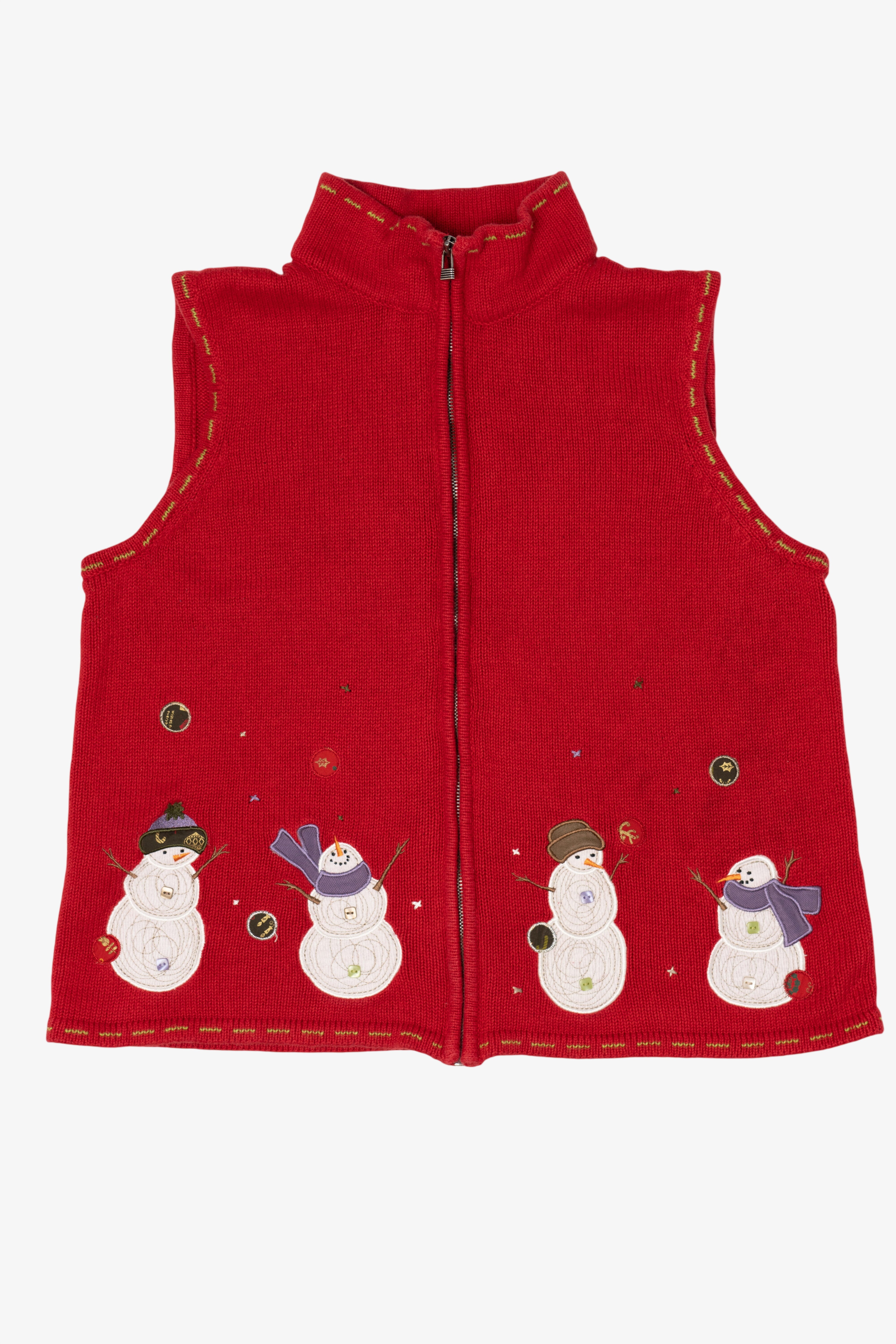 Vintage Red Christopher & Banks Snowmen Ugly Christmas Vest (1990s)