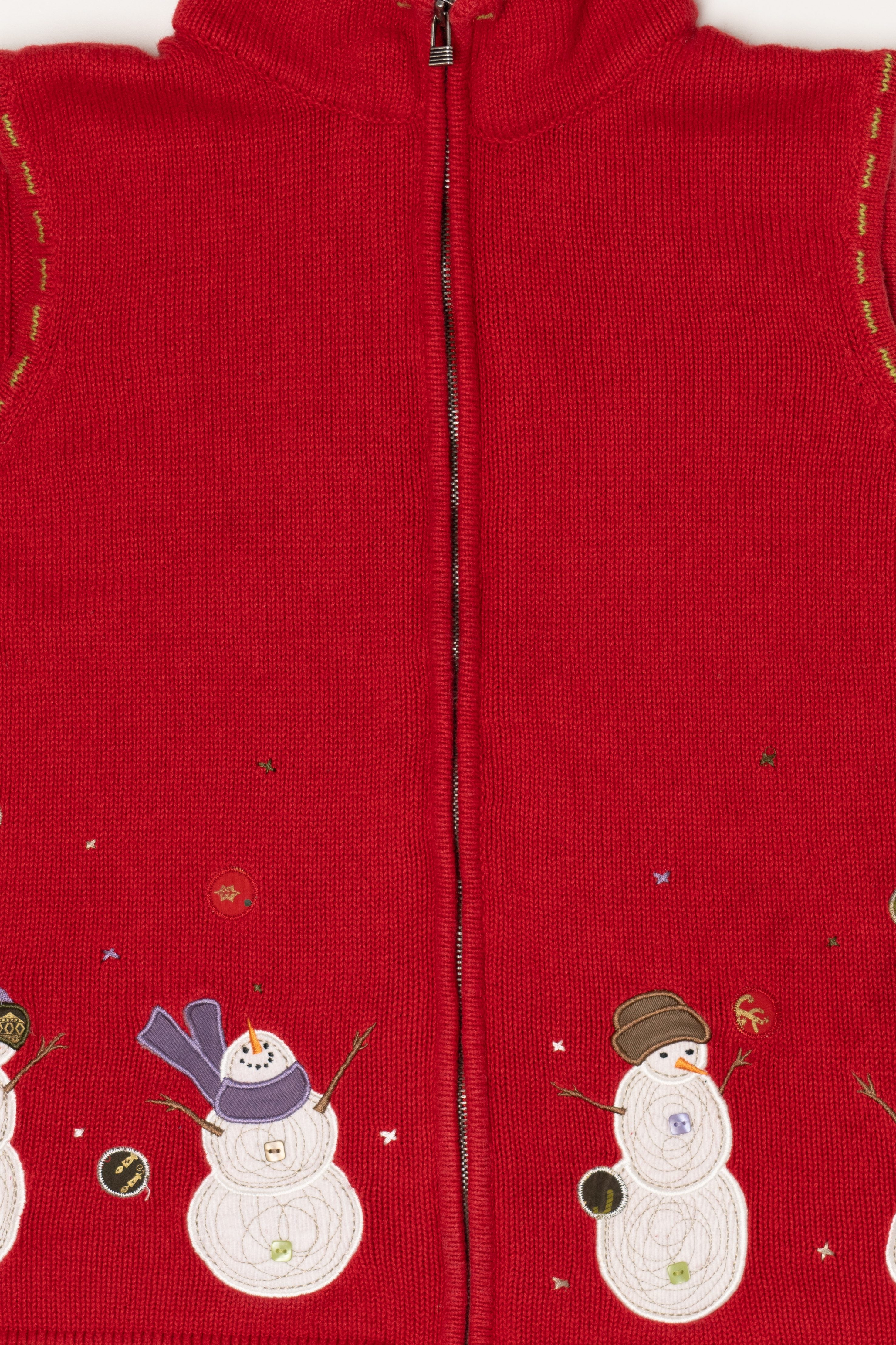 Vintage Red Christopher & Banks Snowmen Ugly Christmas Vest (1990s)