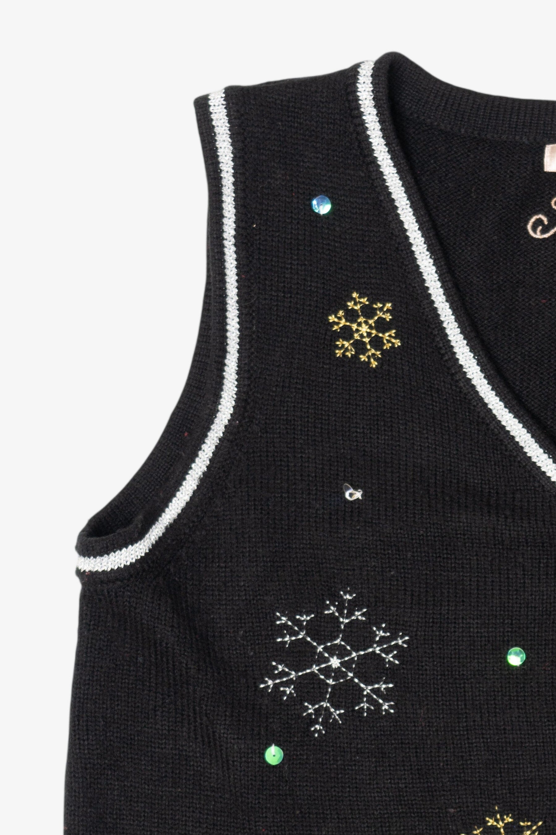 Vintage Black White Stag Reindeer Ugly Christmas Vest (1990s)