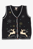 Vintage Black White Stag Reindeer Ugly Christmas Vest (1990s)