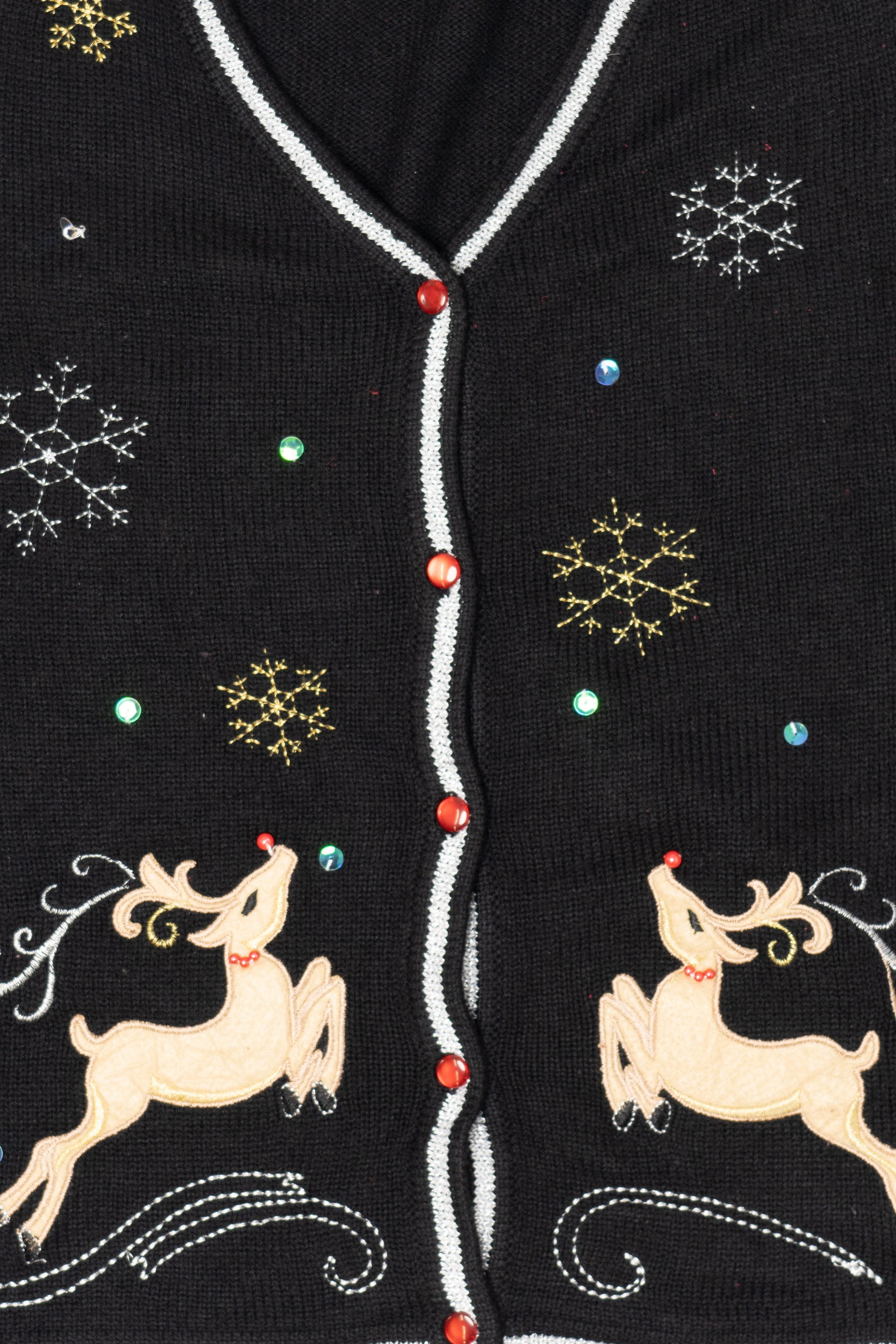 Vintage Black White Stag Reindeer Ugly Christmas Vest (1990s)