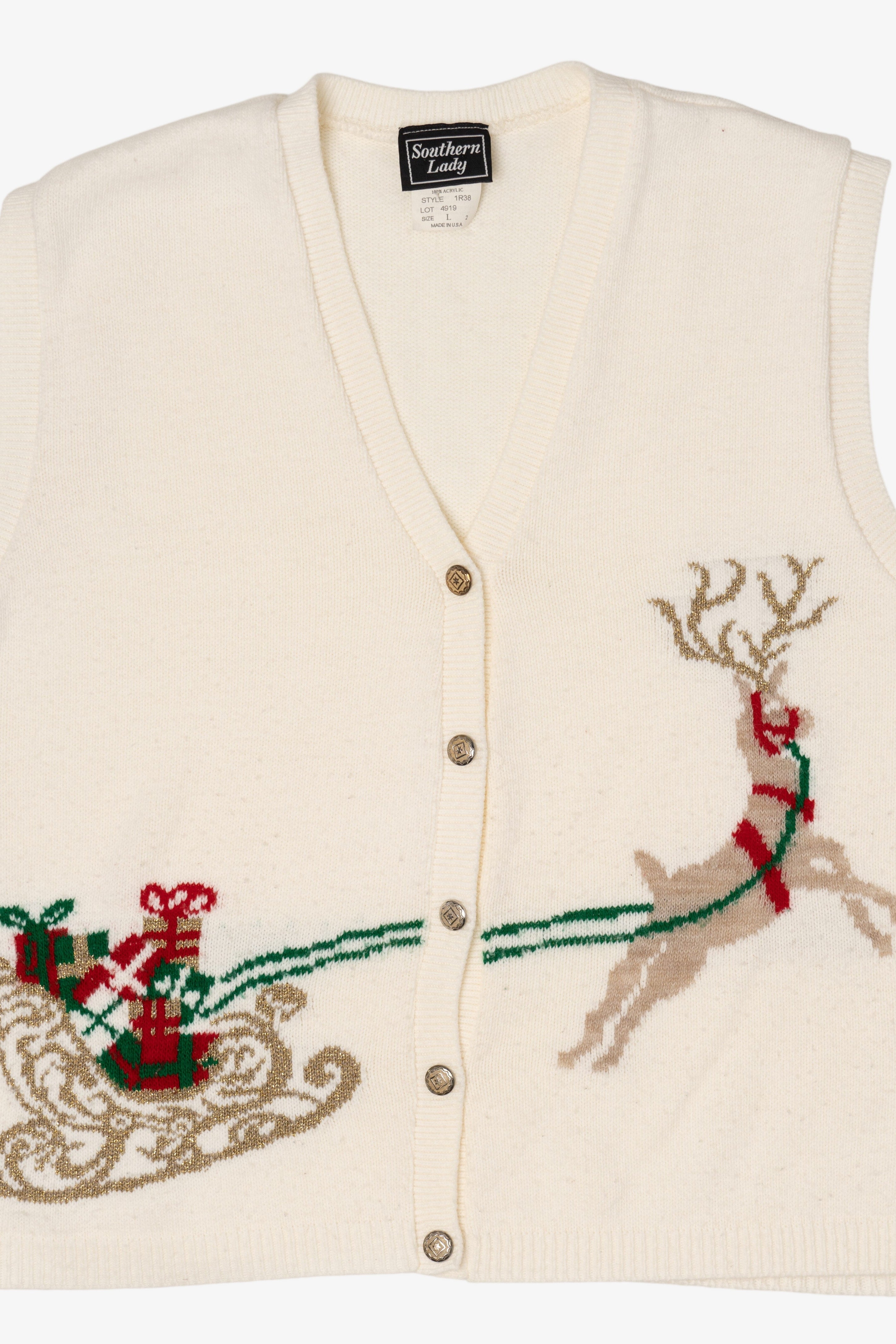 Vintage White Southern Lady Ugly Christmas Vest (1980s)