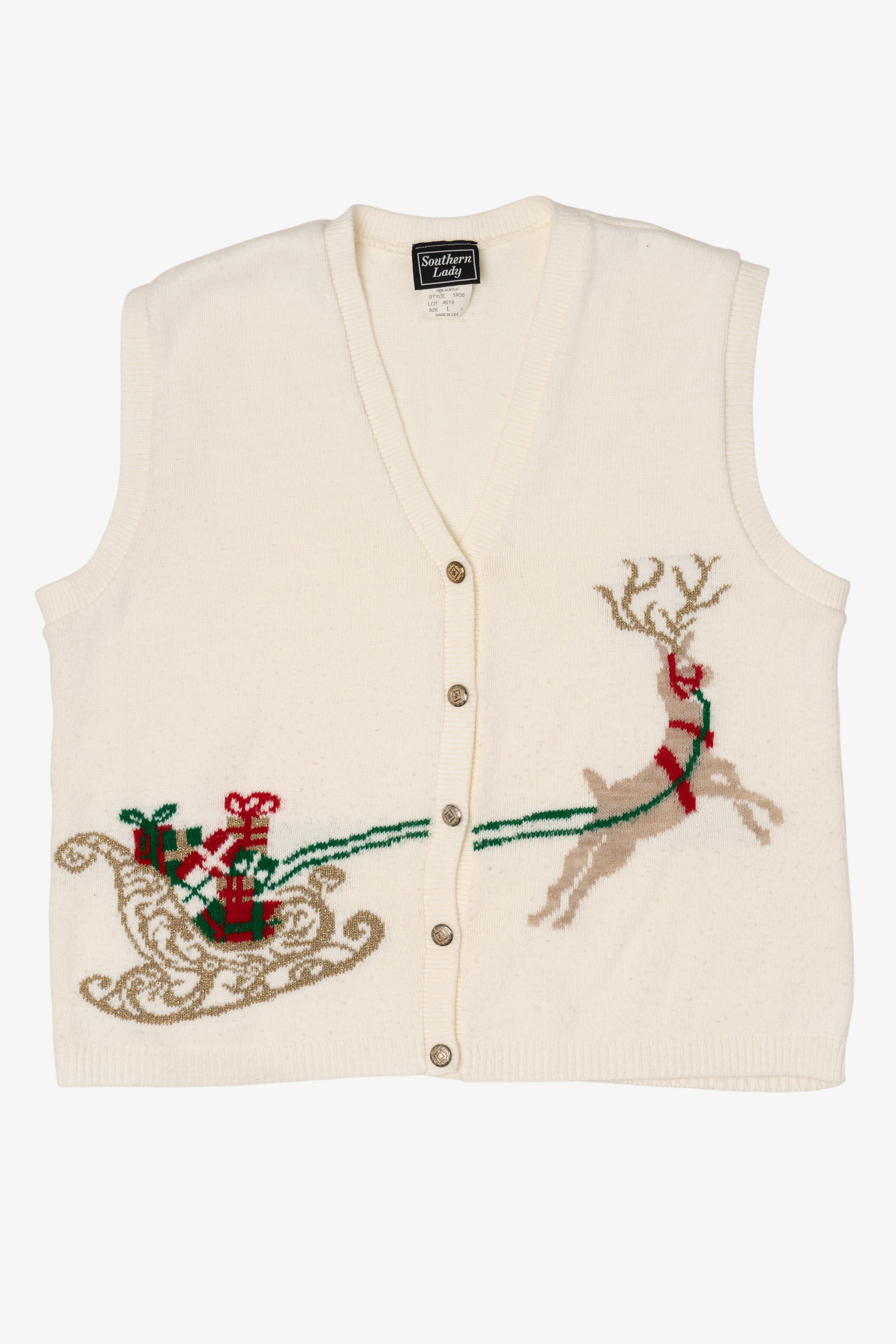 Vintage White Southern Lady Ugly Christmas Vest (1980s)