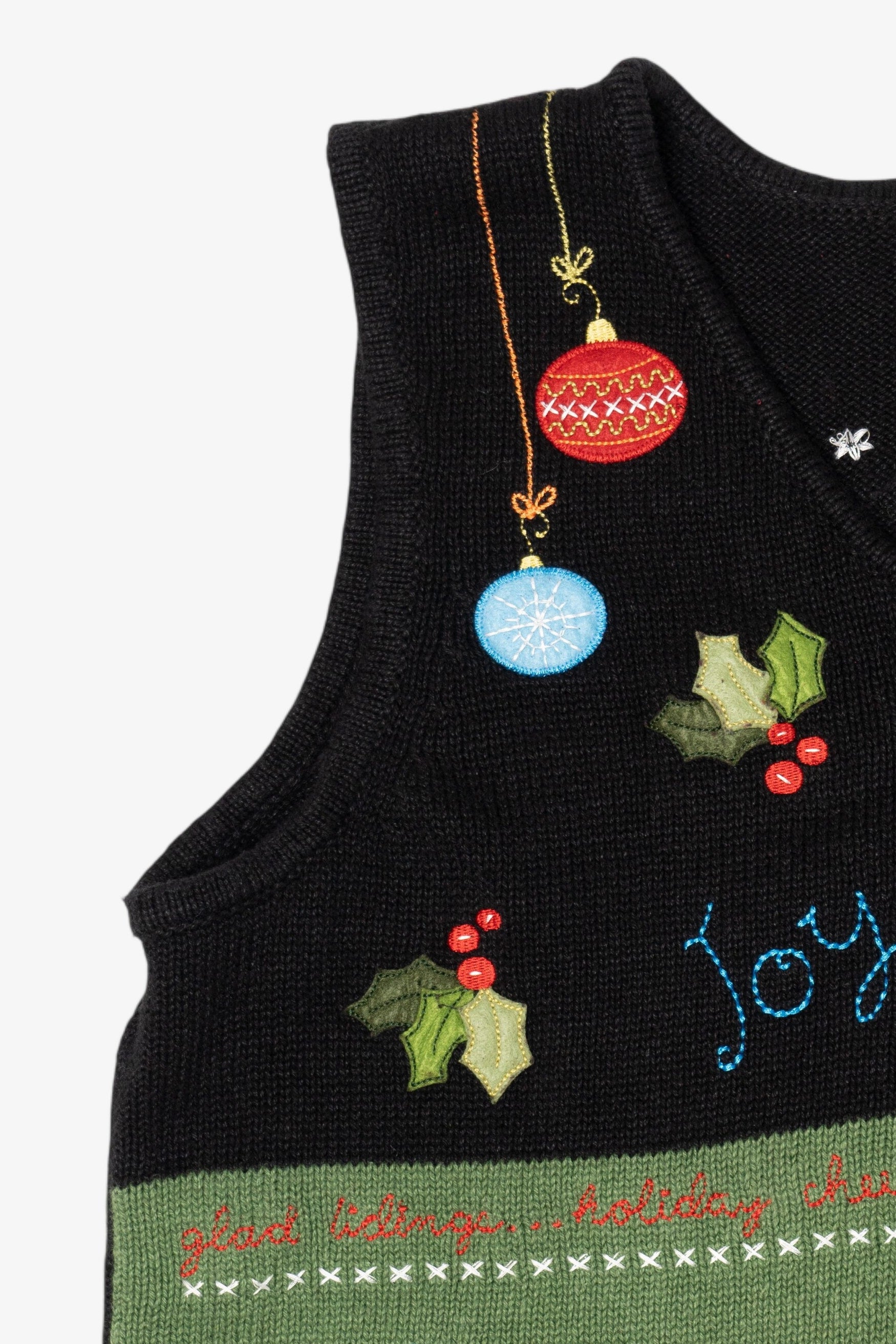 Vintage Black Christopher & Banks Color Block Ugly Christmas Vest (1990s)