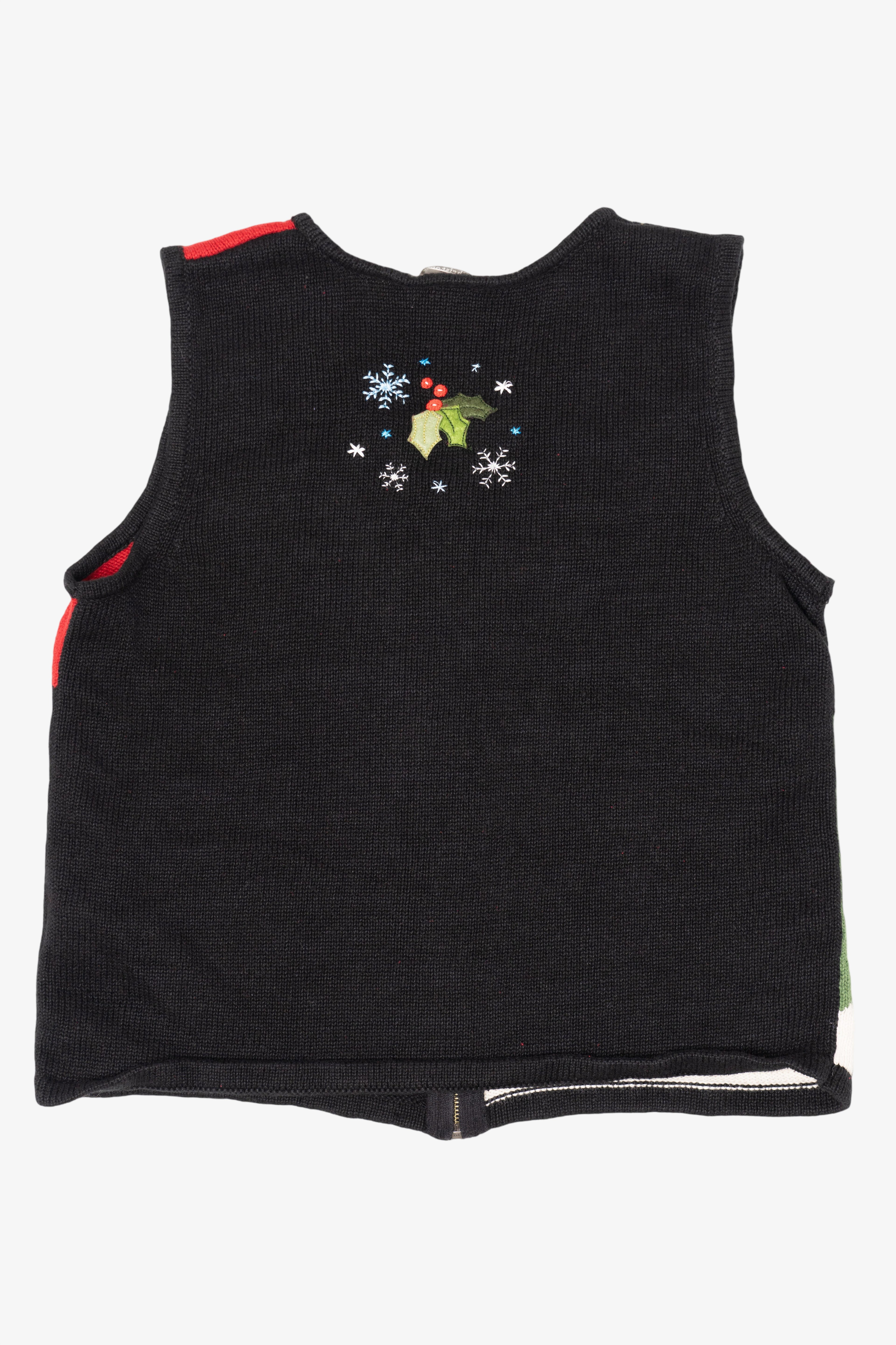 Vintage Black Christopher & Banks Color Block Ugly Christmas Vest (1990s)