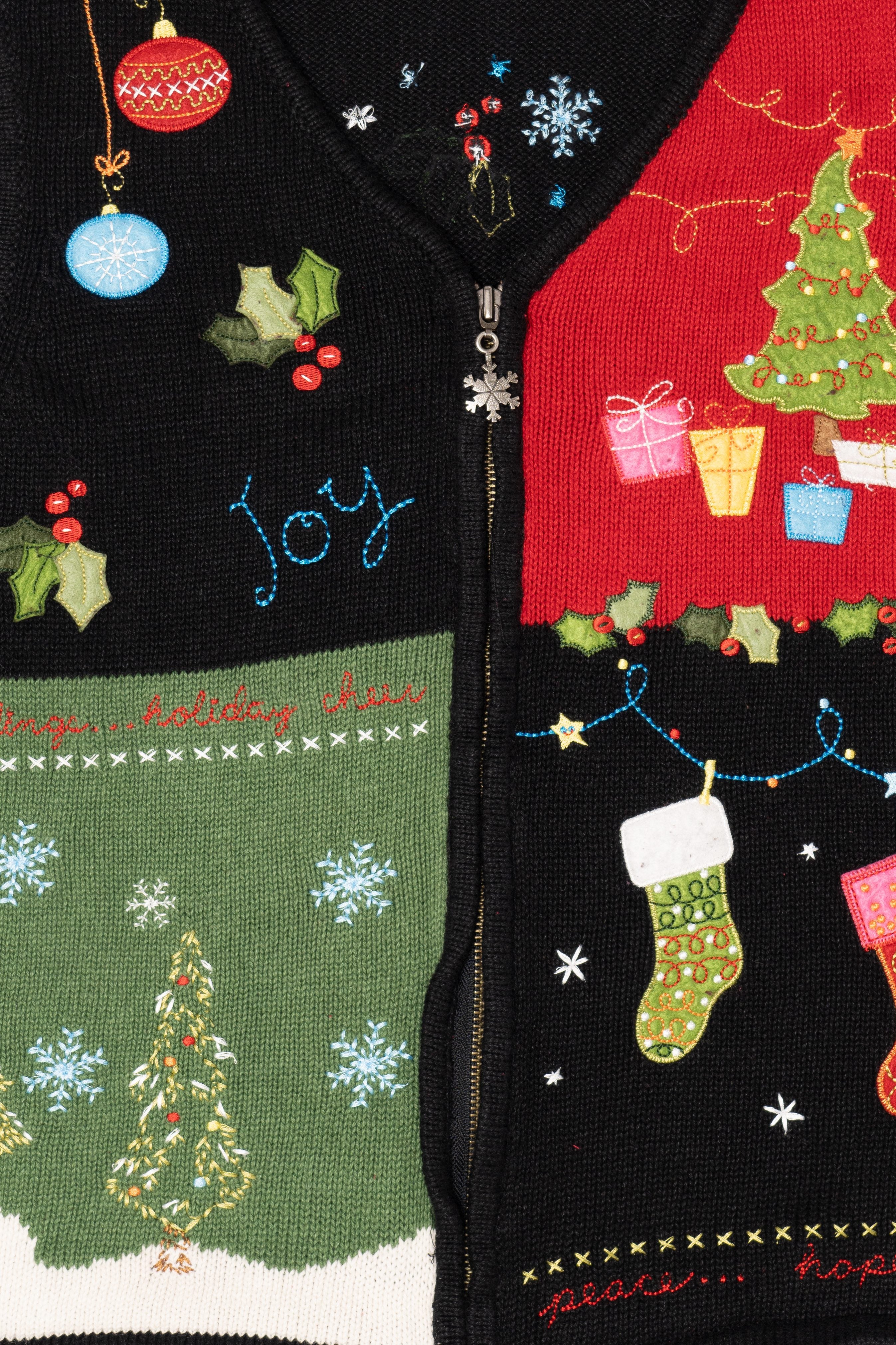 Vintage Black Christopher & Banks Color Block Ugly Christmas Vest (1990s)