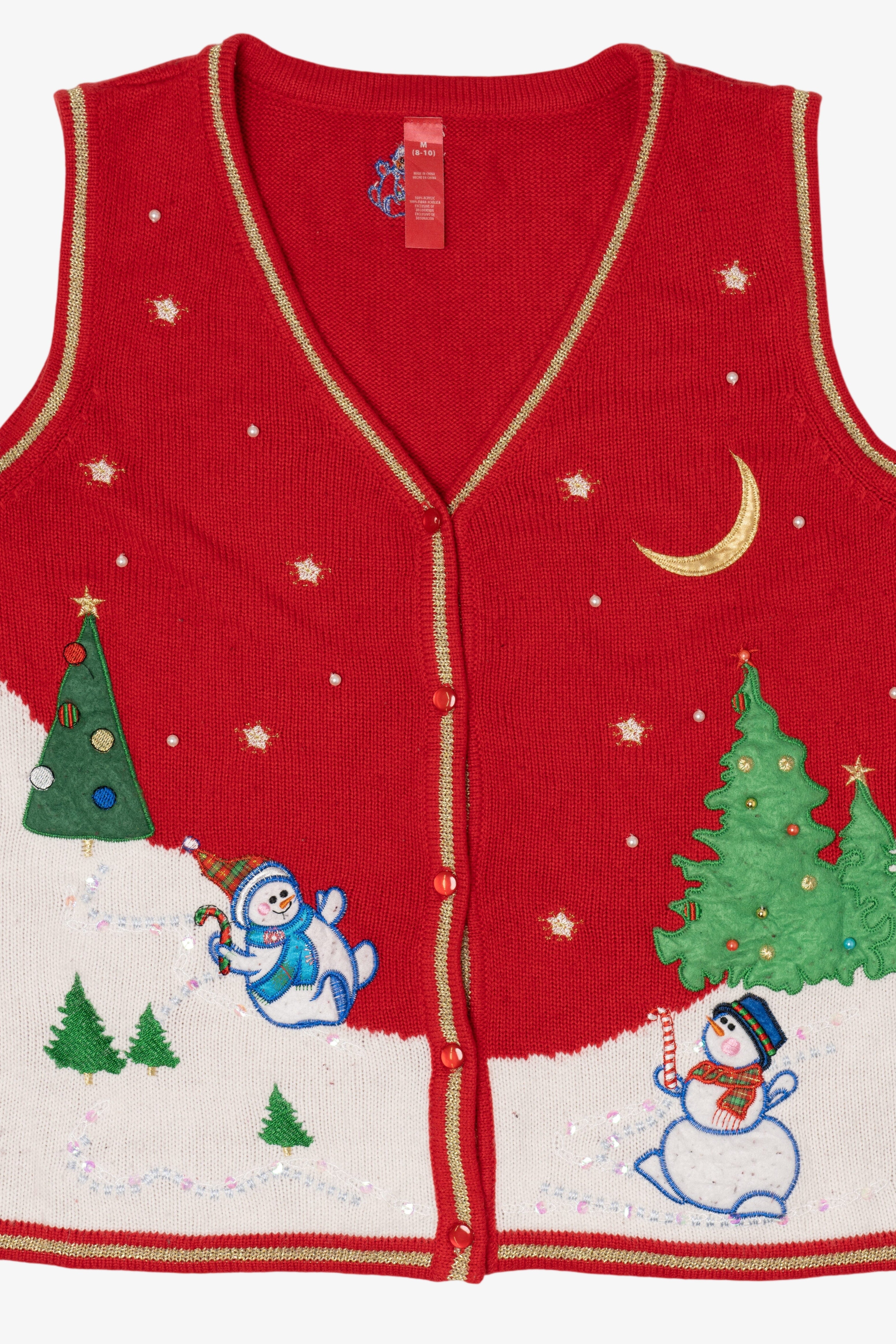Vintage Red Snowmen Ugly Christmas Vest (2000s)