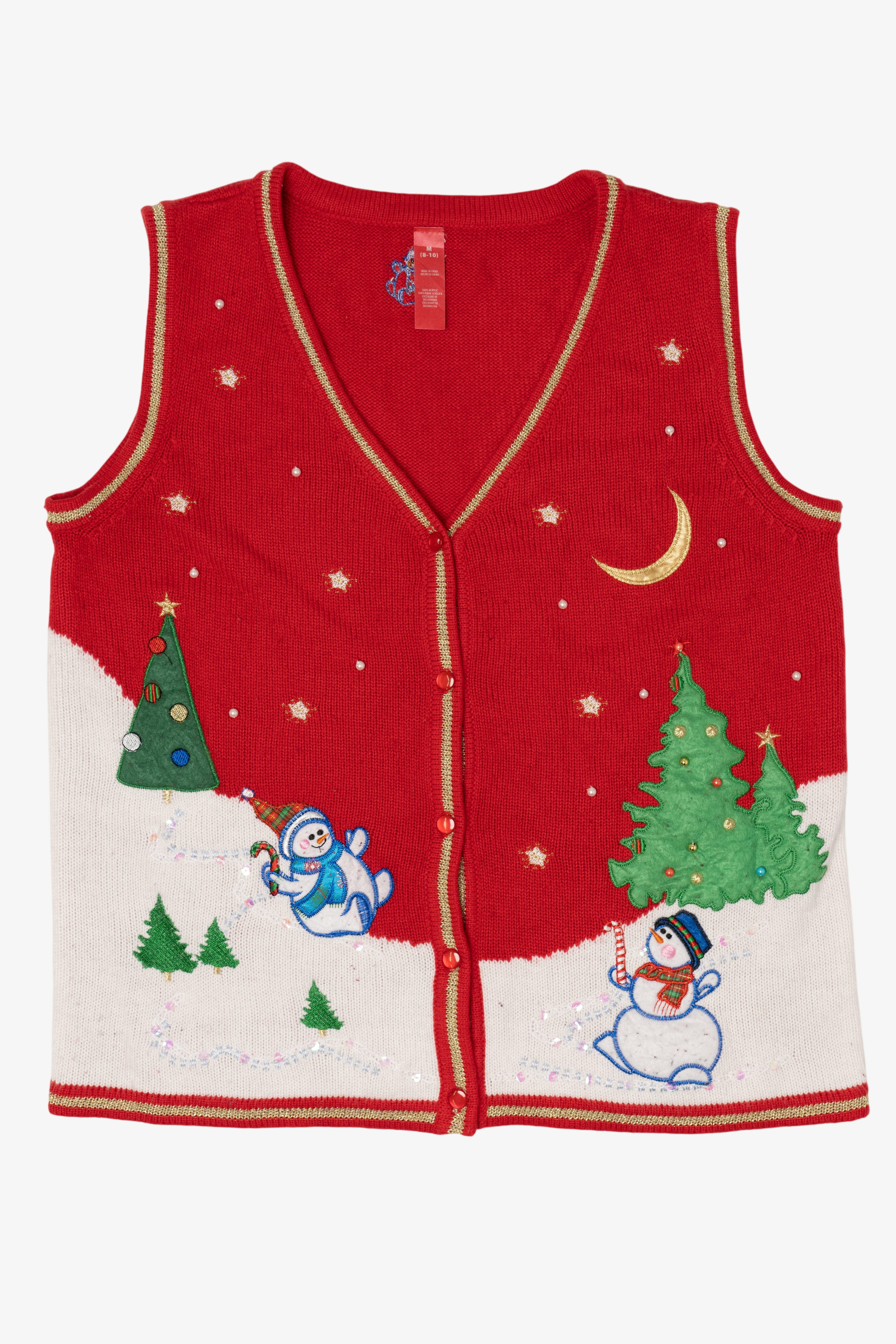 Vintage Red Snowmen Ugly Christmas Vest (2000s)