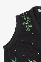 Vintage Black Ohi Poinsettias Ugly Christmas Vest (1990s)