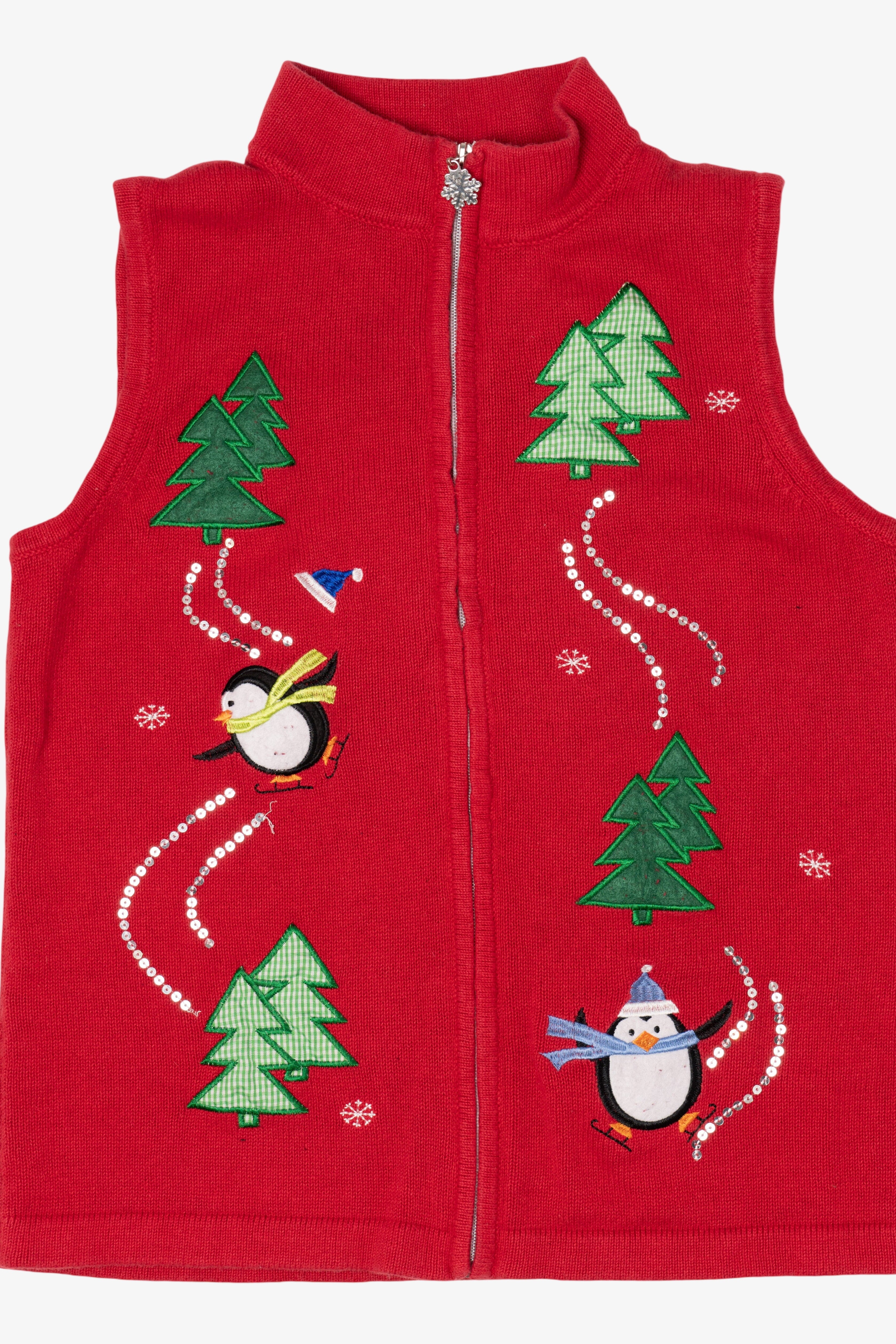Vintage Red Nouveaux Penguins Ugly Christmas Vest (1990s)